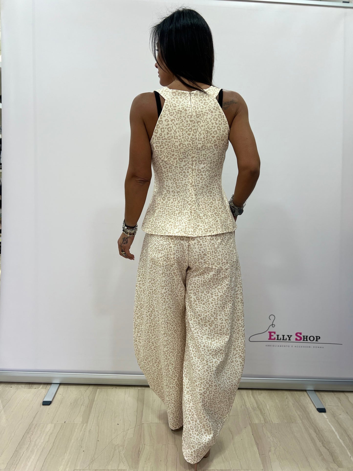 Completo estivo donna animalier pantalone lungo