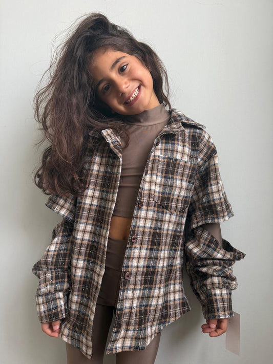 Camicia a quadri bambina maniche apribili