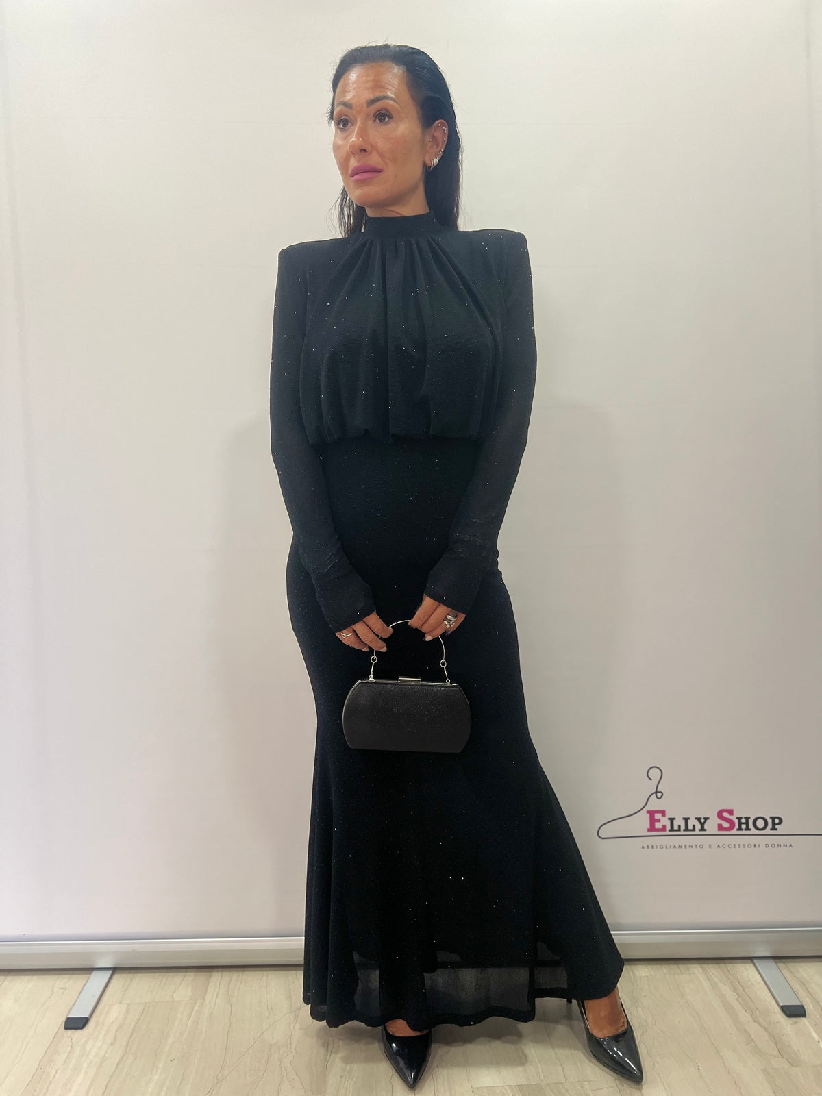 Abito lungo elegante glitter donna cerimonia