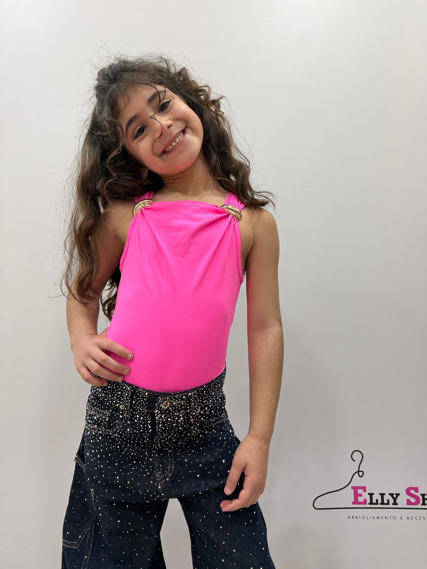 Body bambina con anelli dorati