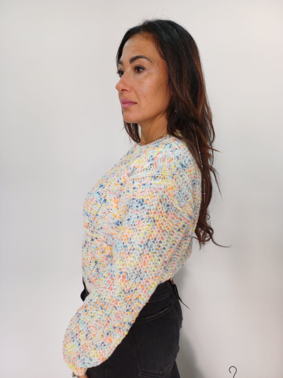 Maglione donna multicolor intrecciato