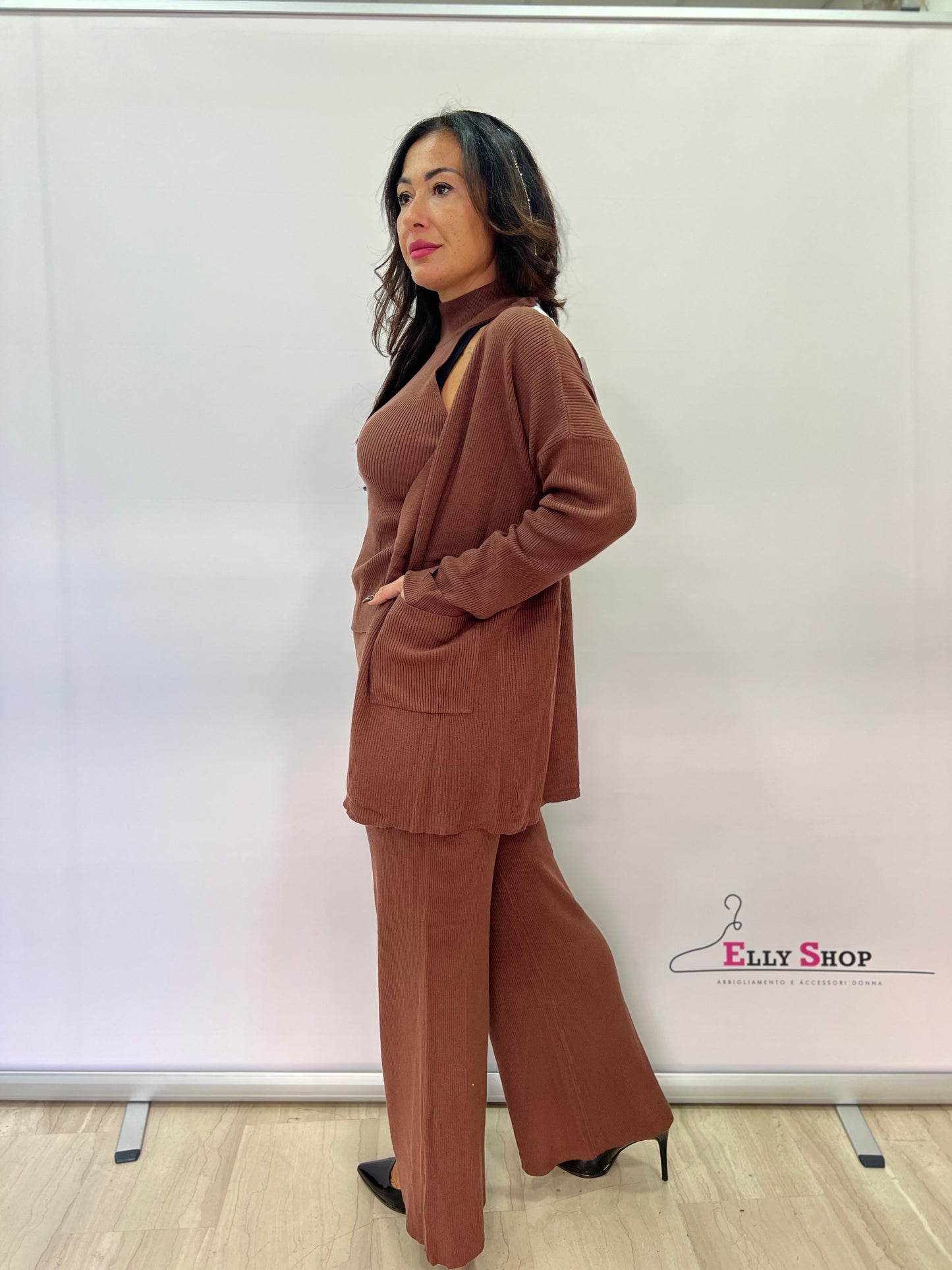 Completo donna 3 pezzi in maglia elegante