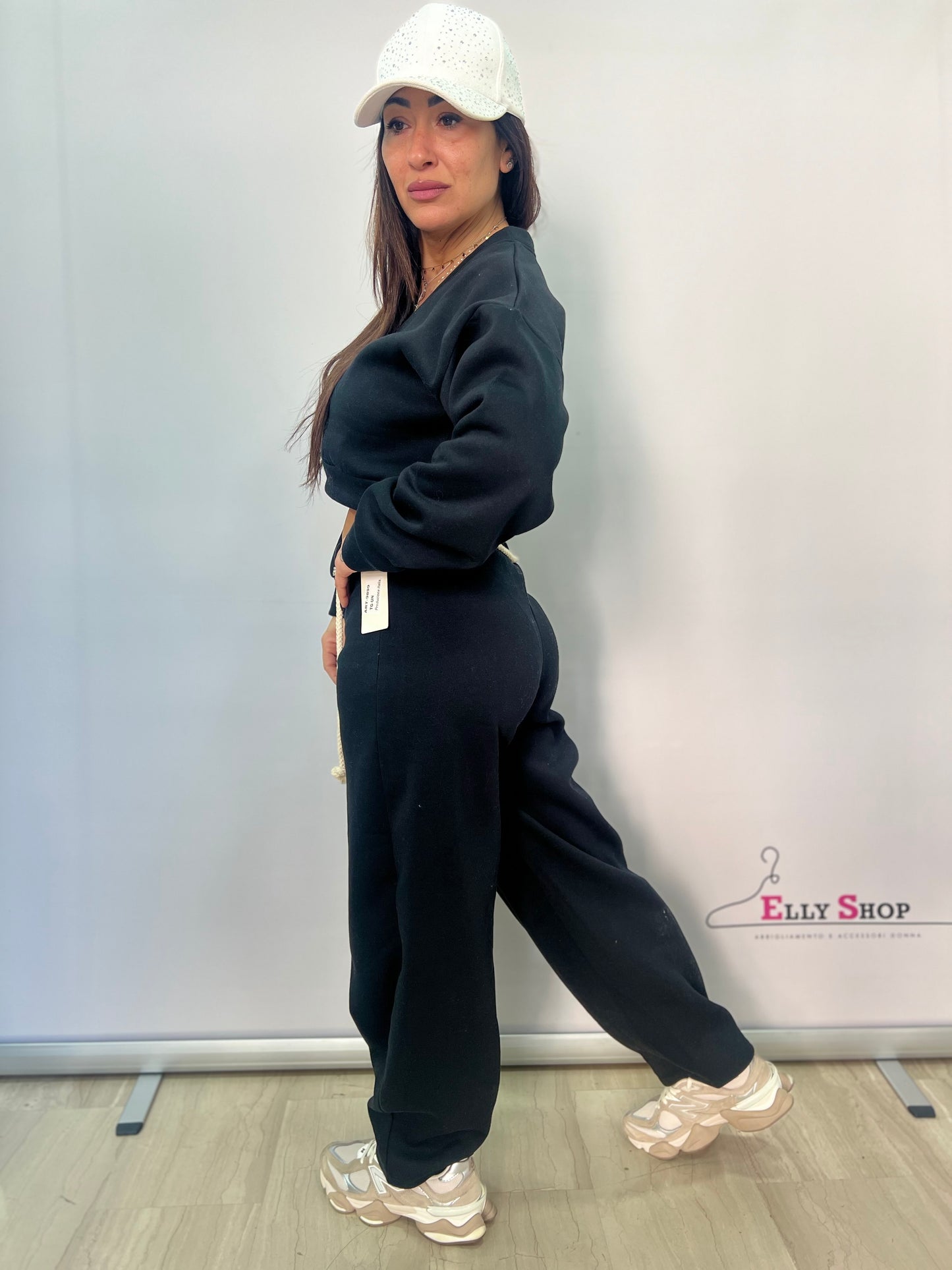 Completo tuta donna felpa crop e pantalone jogging