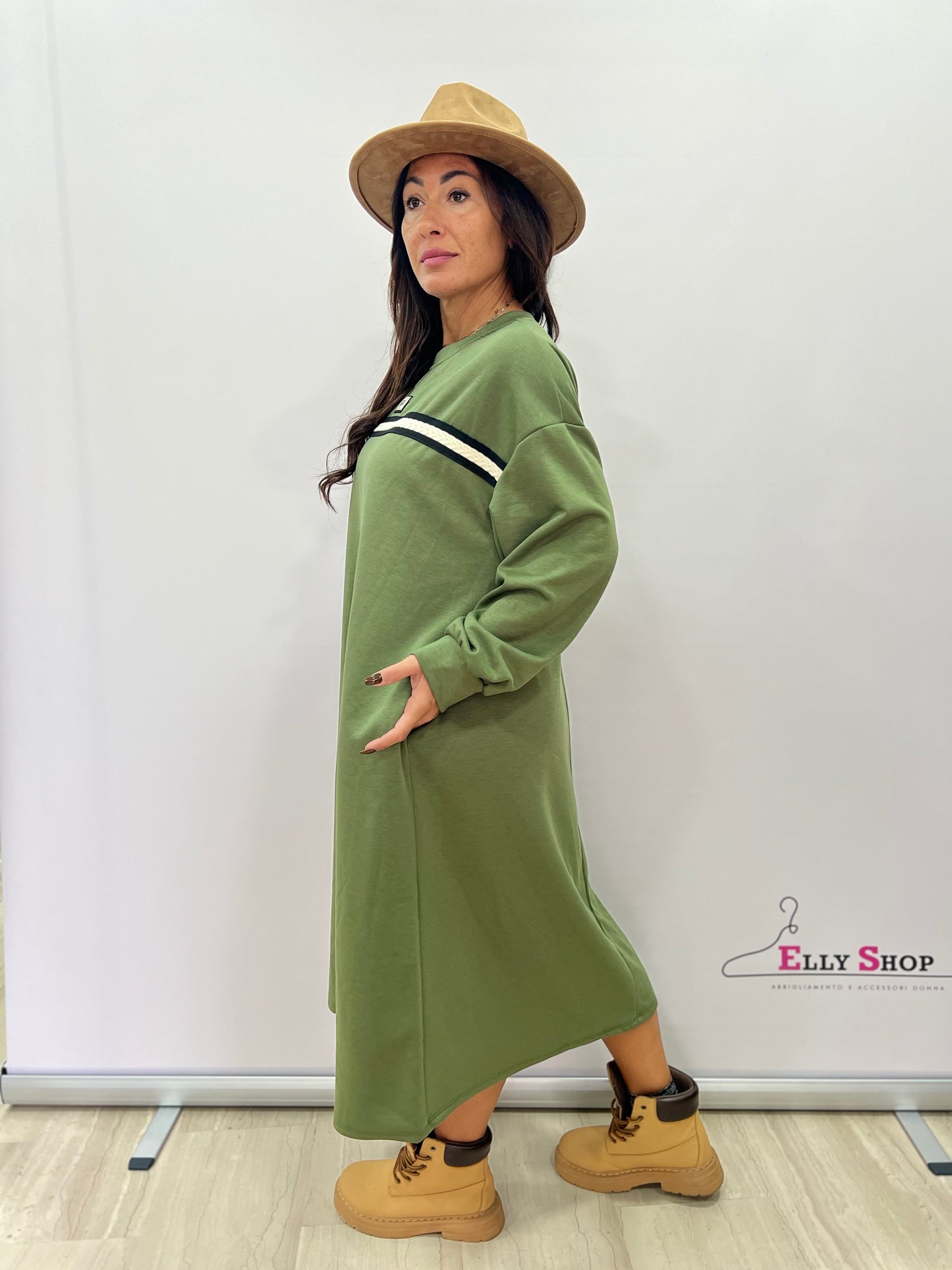 Abito lungo felpato casual curvy donna