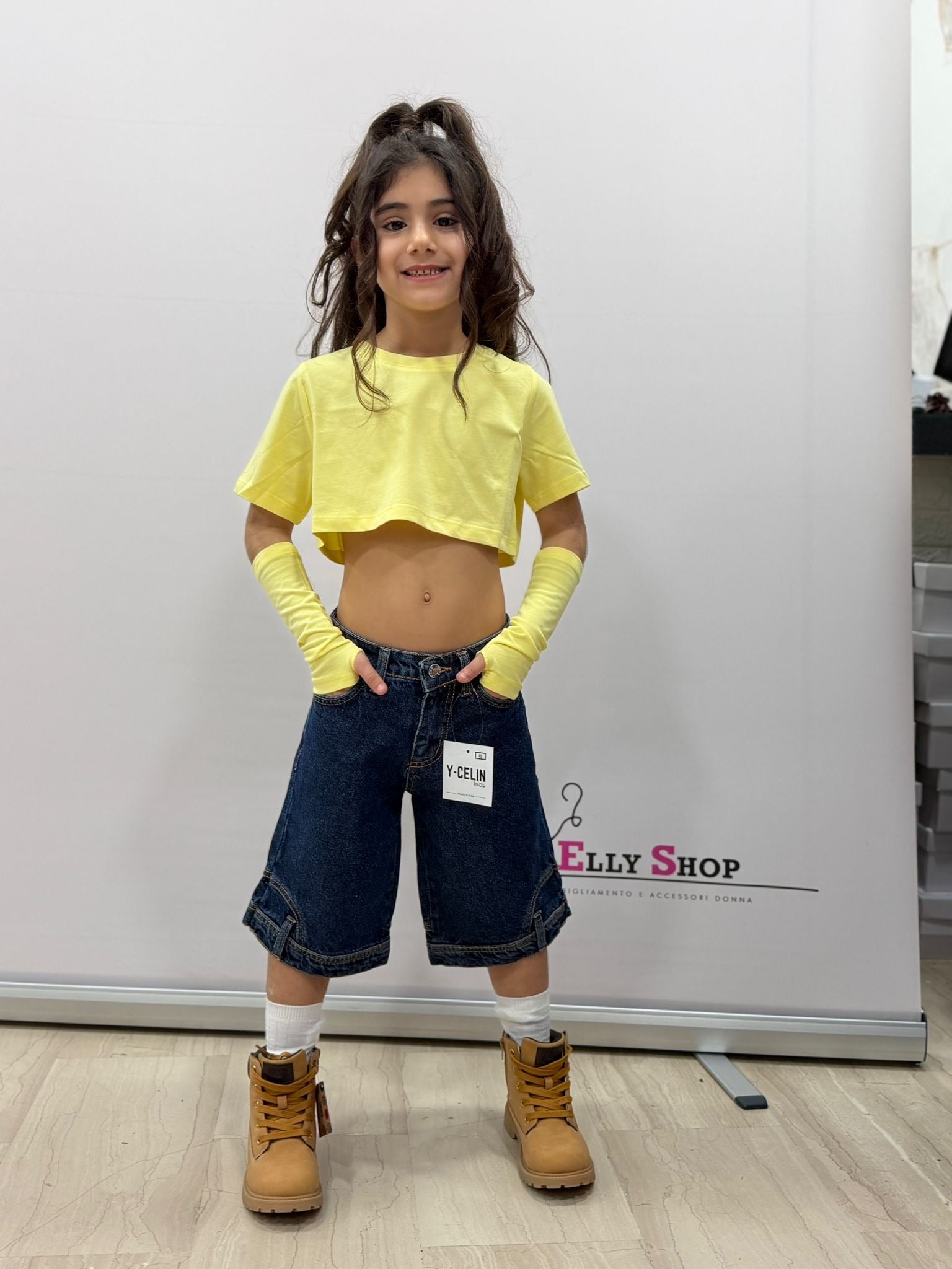 Bermuda jeans bambina wide