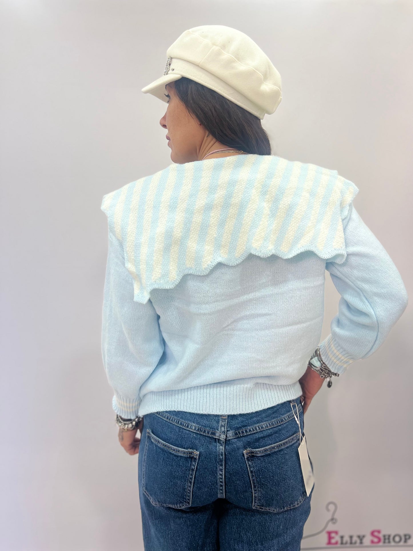 Cardigan donna con colletto bon ton