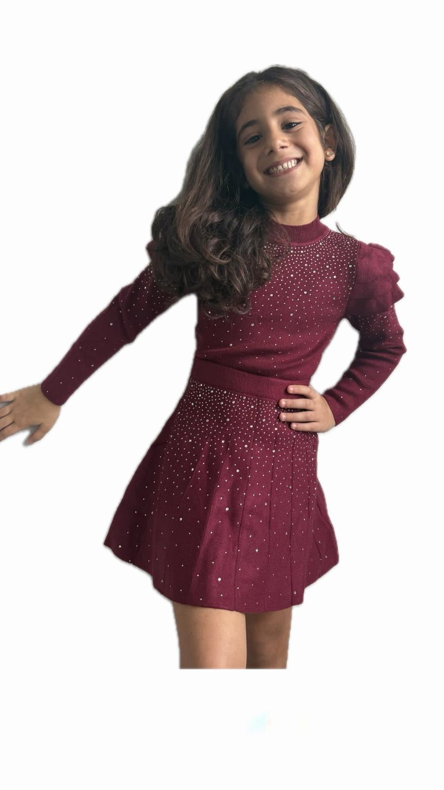 Completo elegante bordeaux bambina