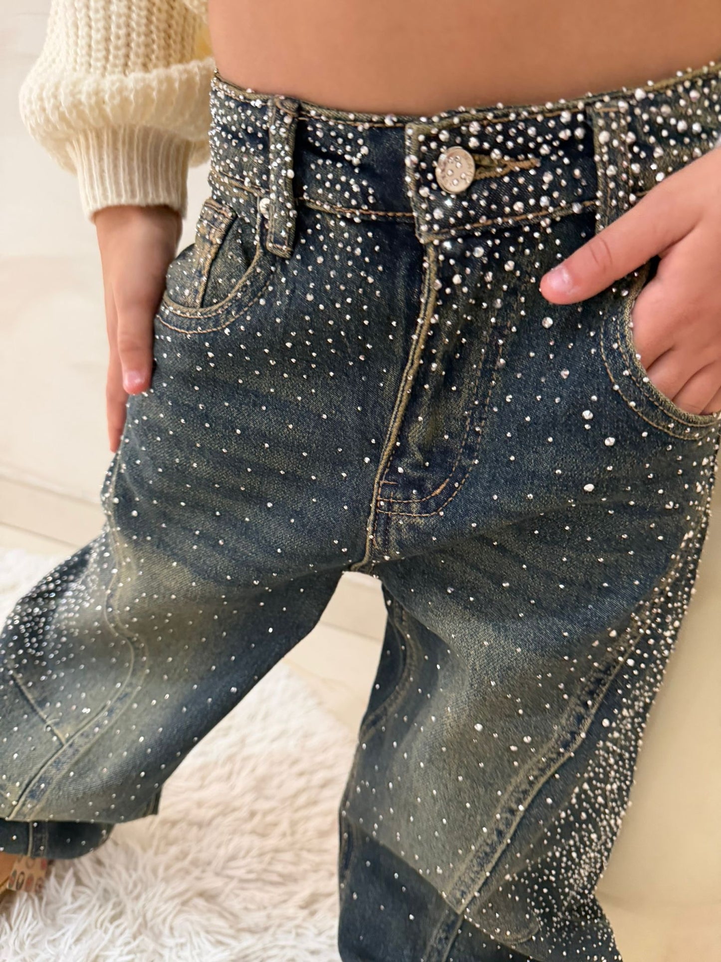 Jeans bambina con strass balloon