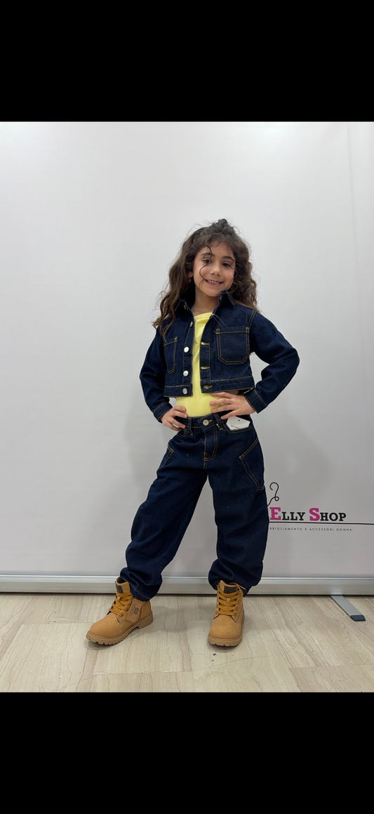 Completo denim bambina giacca e jeans