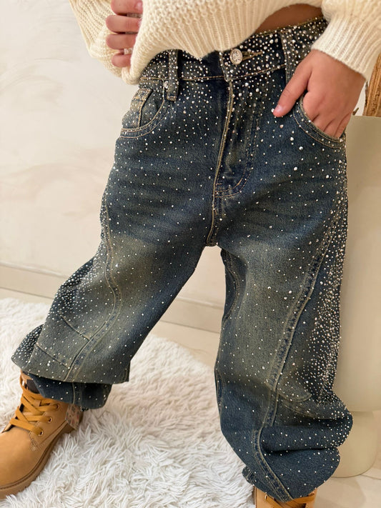 Jeans bambina con strass balloon
