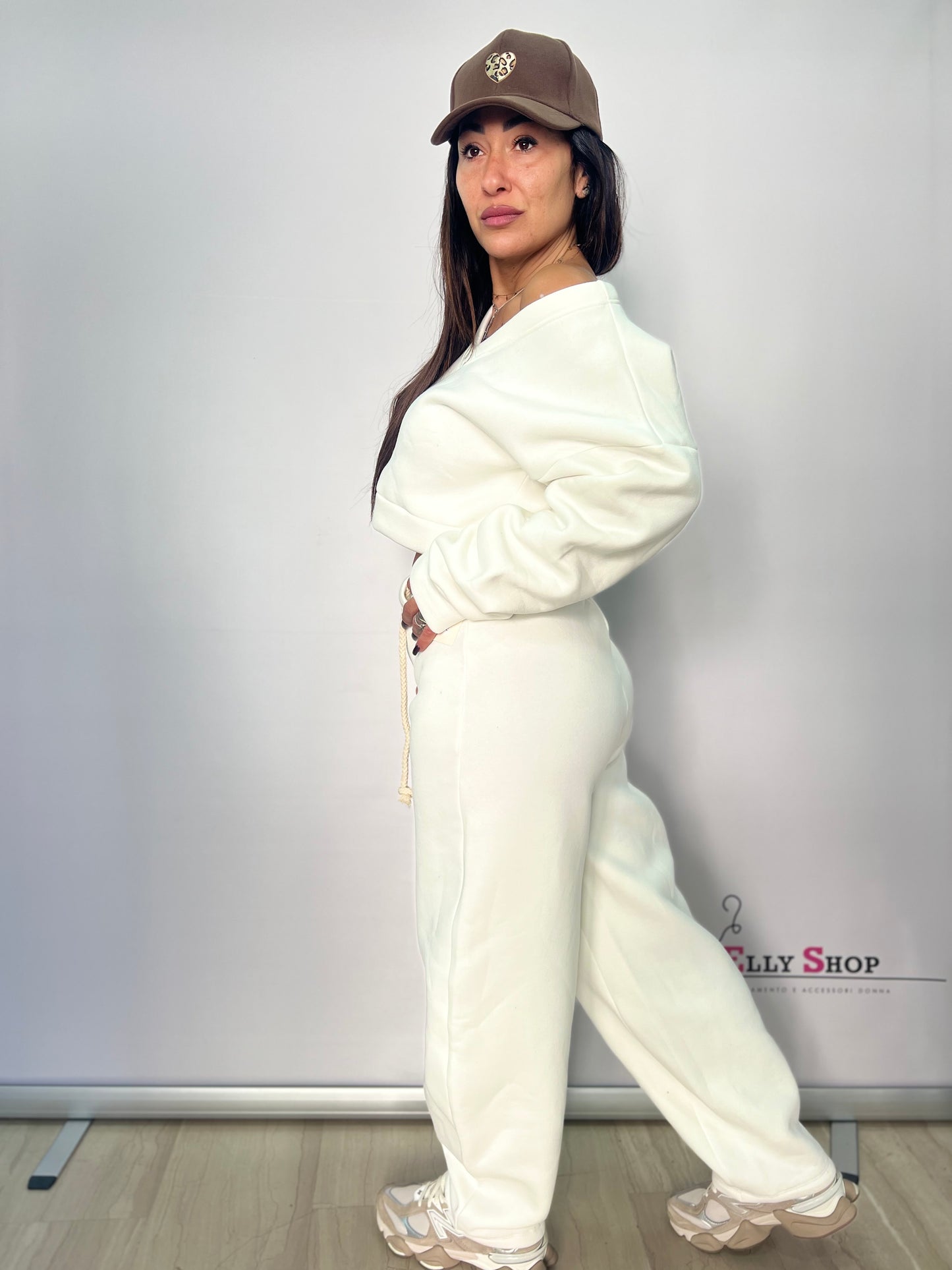 Completo tuta donna felpa crop e pantalone jogging