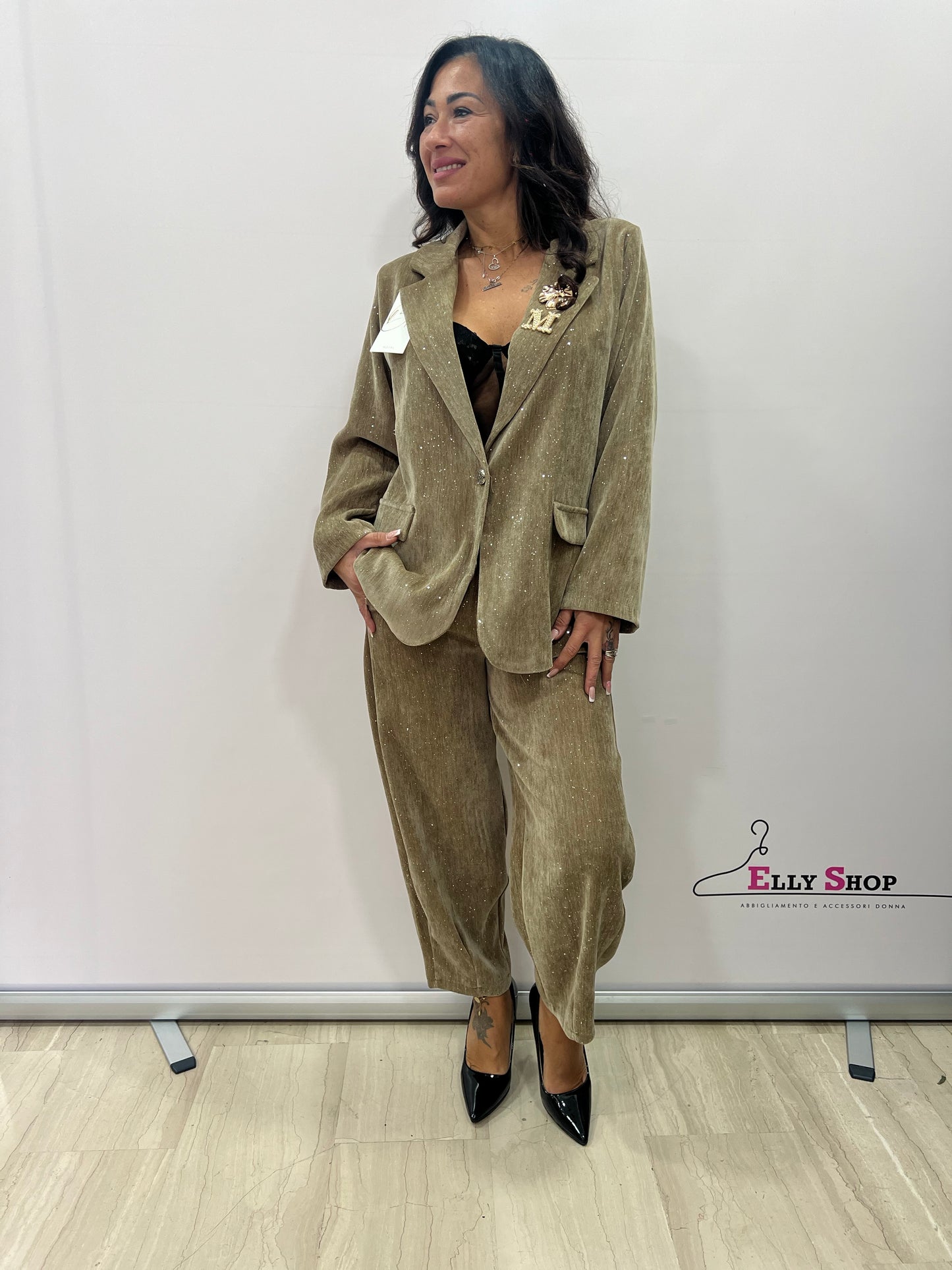 Completo donna elegante glitter two-piece