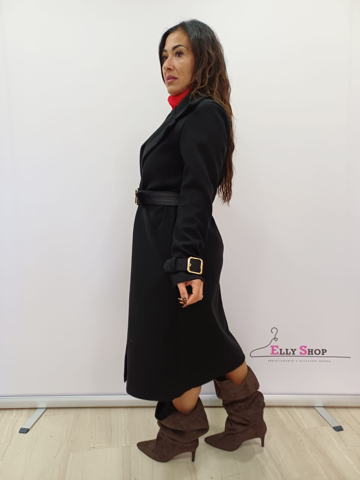 Cappotto lungo donna con cintura elegante