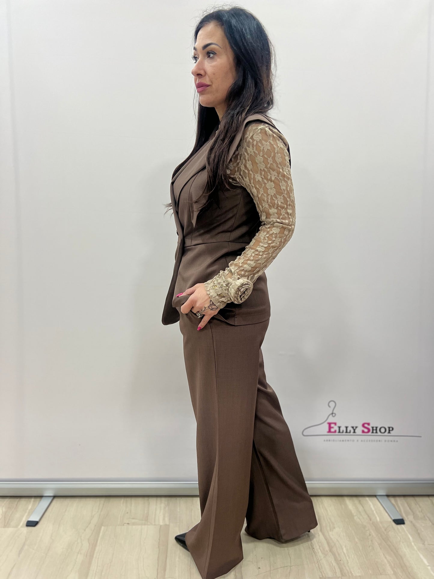 Completo donna elegante gilet e palazzo