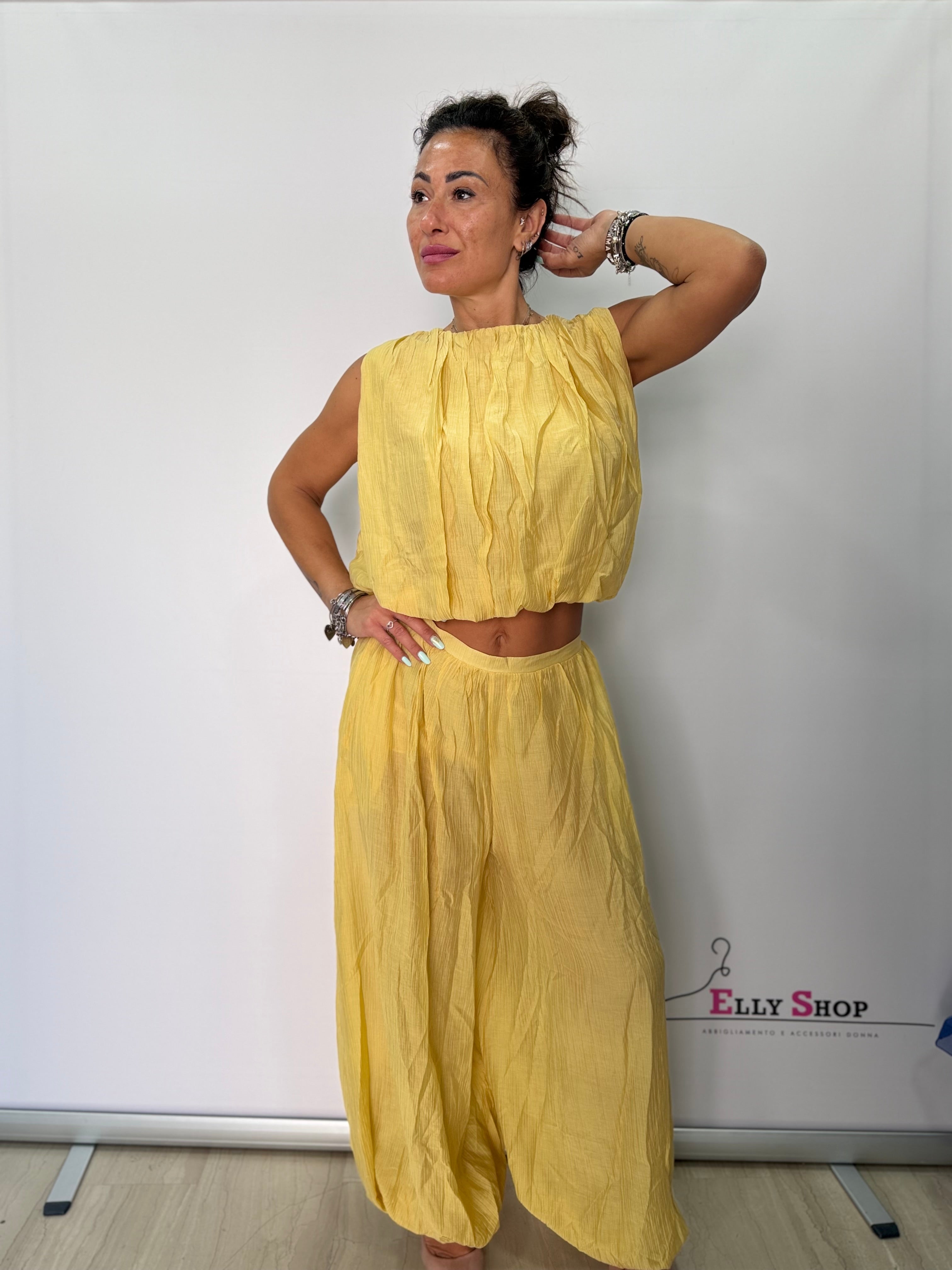 Completo Aurora donna crop e pantalone ampio estivo