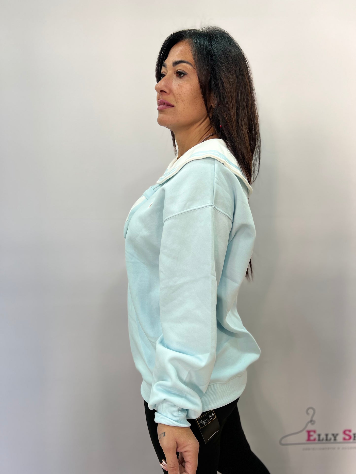 Felpa donna sailor con ricamo orsetto