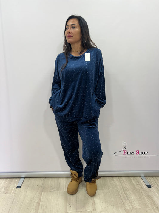 Completo loungewear con brillantini donna curvy