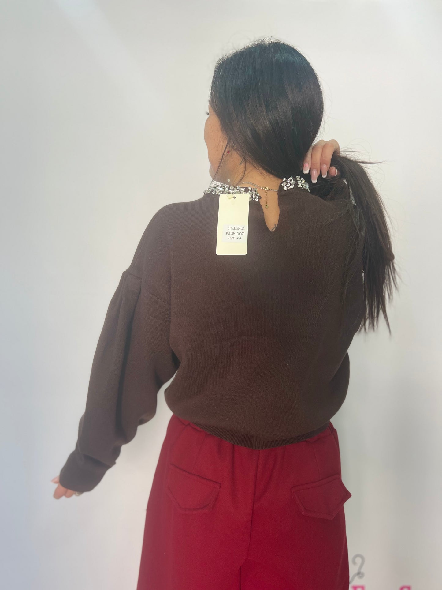 Maglia donna collo gioiello elegante