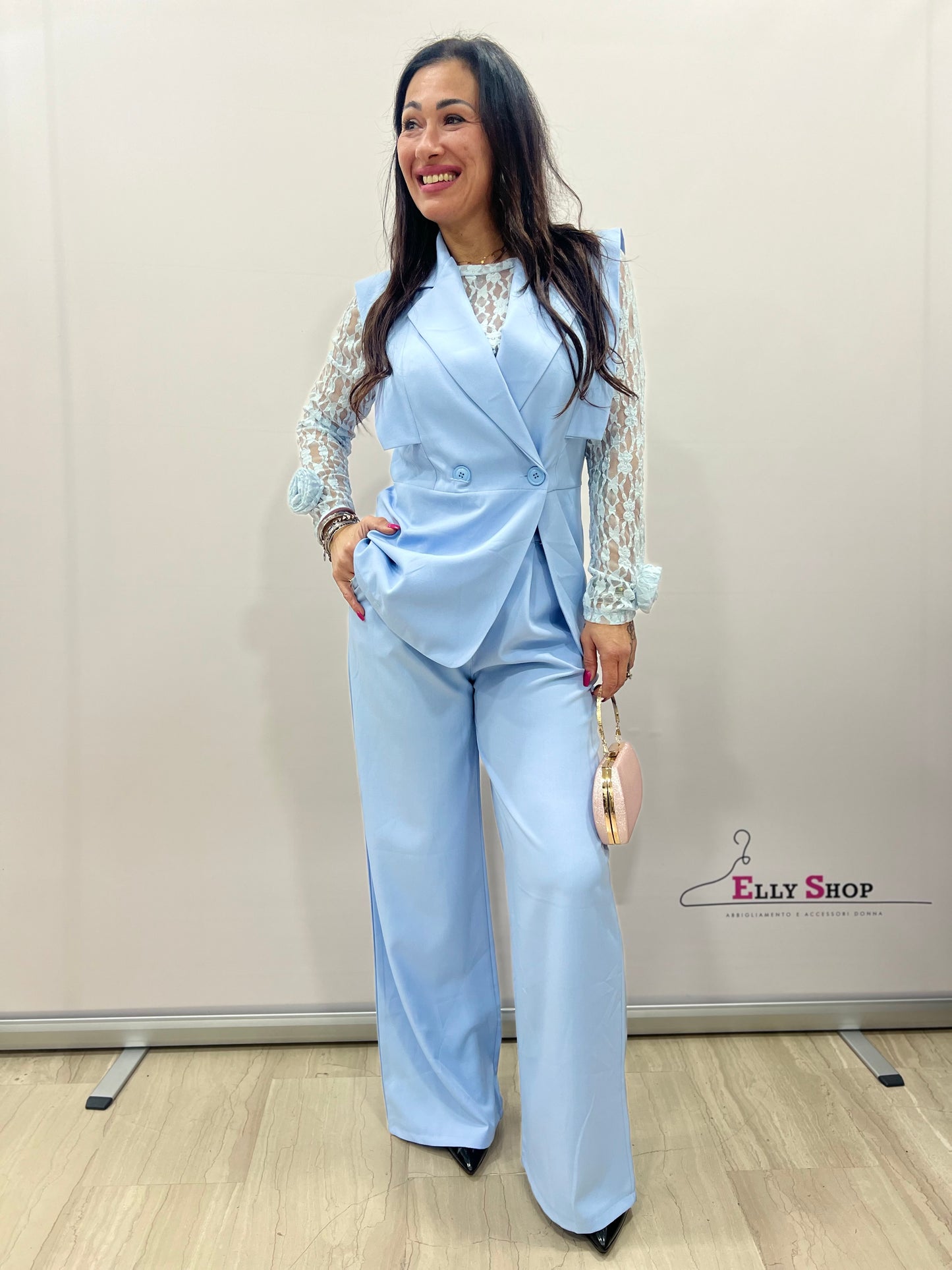 Completo donna elegante gilet e palazzo