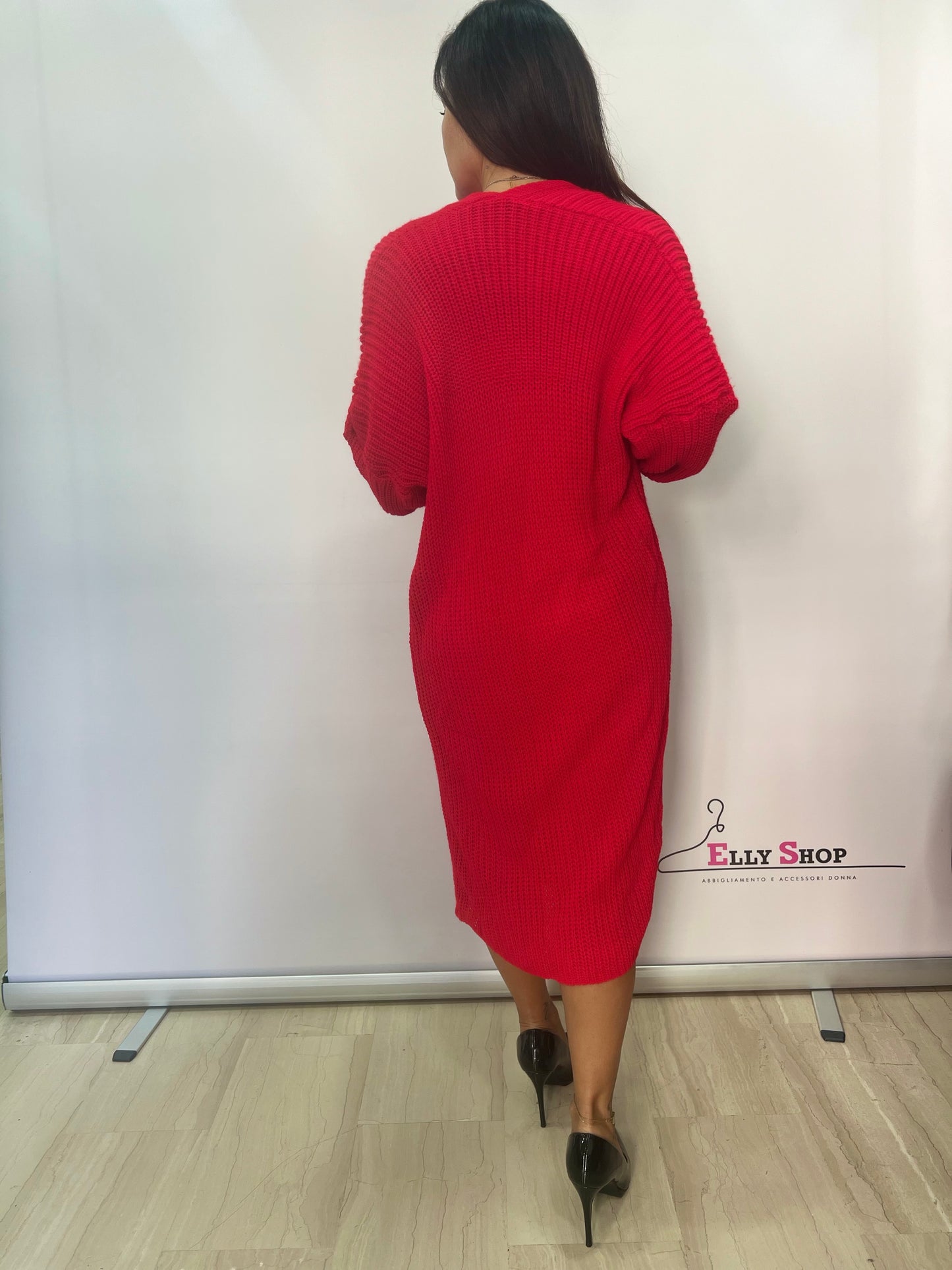 Coordinato abito maglia e cardigan donna