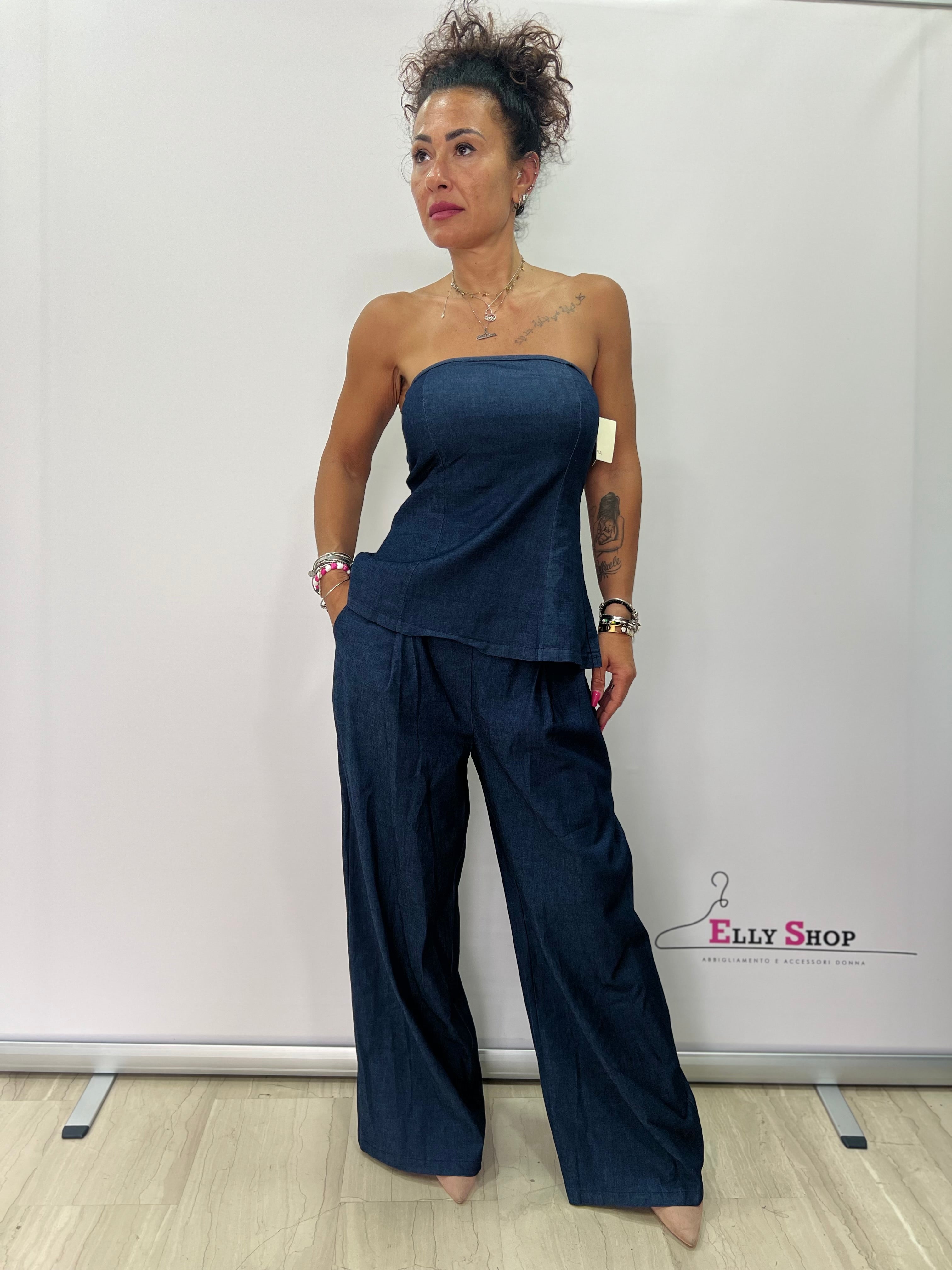 Completo Donna Top Fascia e Pantalone Palazzo
