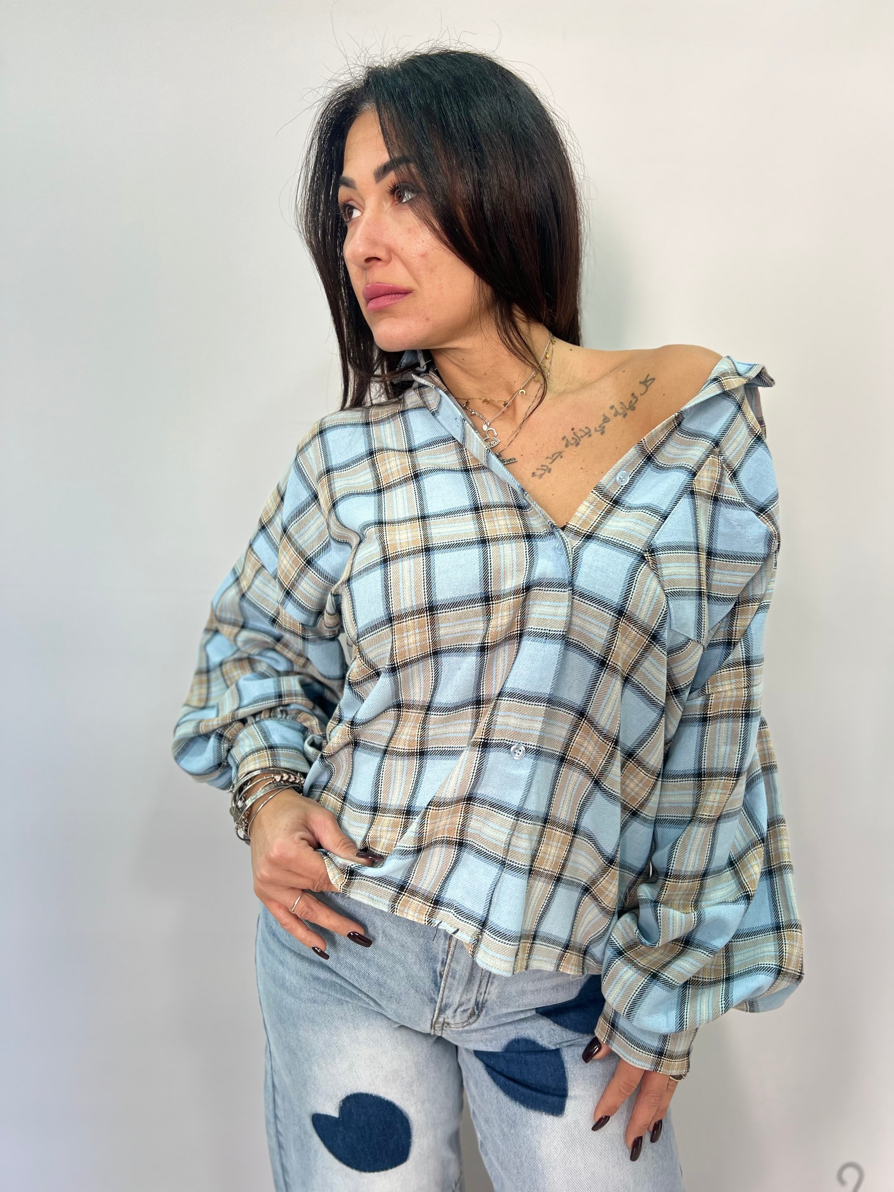Camicia donna a quadri morbida