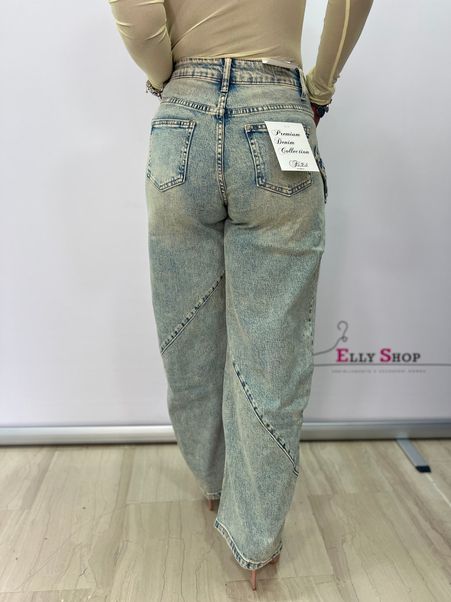 Jeans donna wide leg effetto vintage