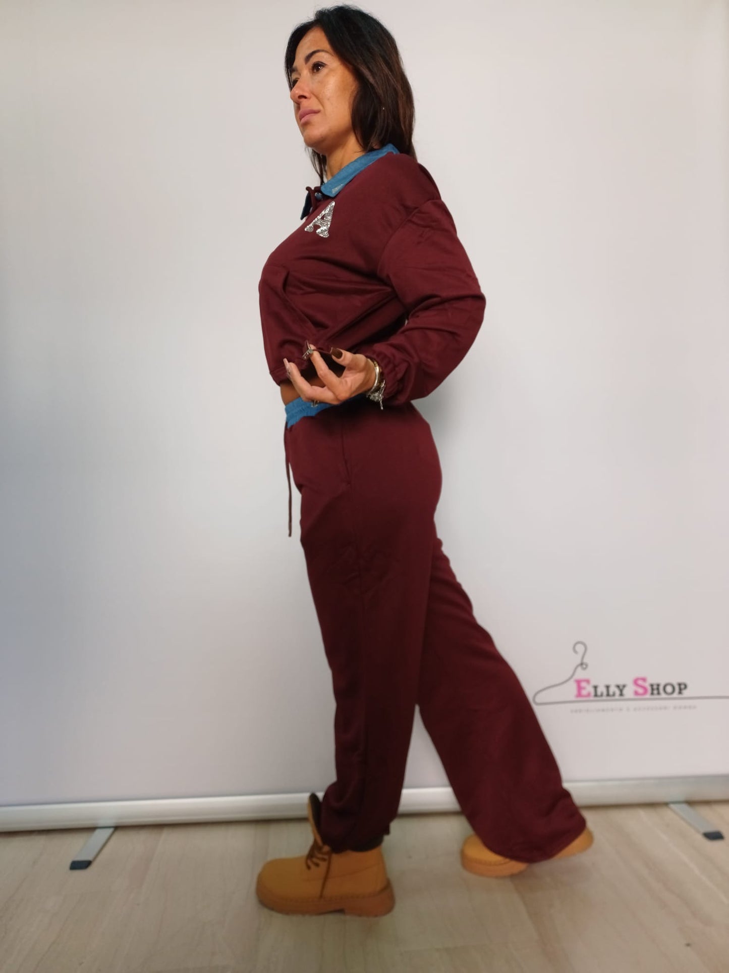 Completo donna casual con colletto a contrasto