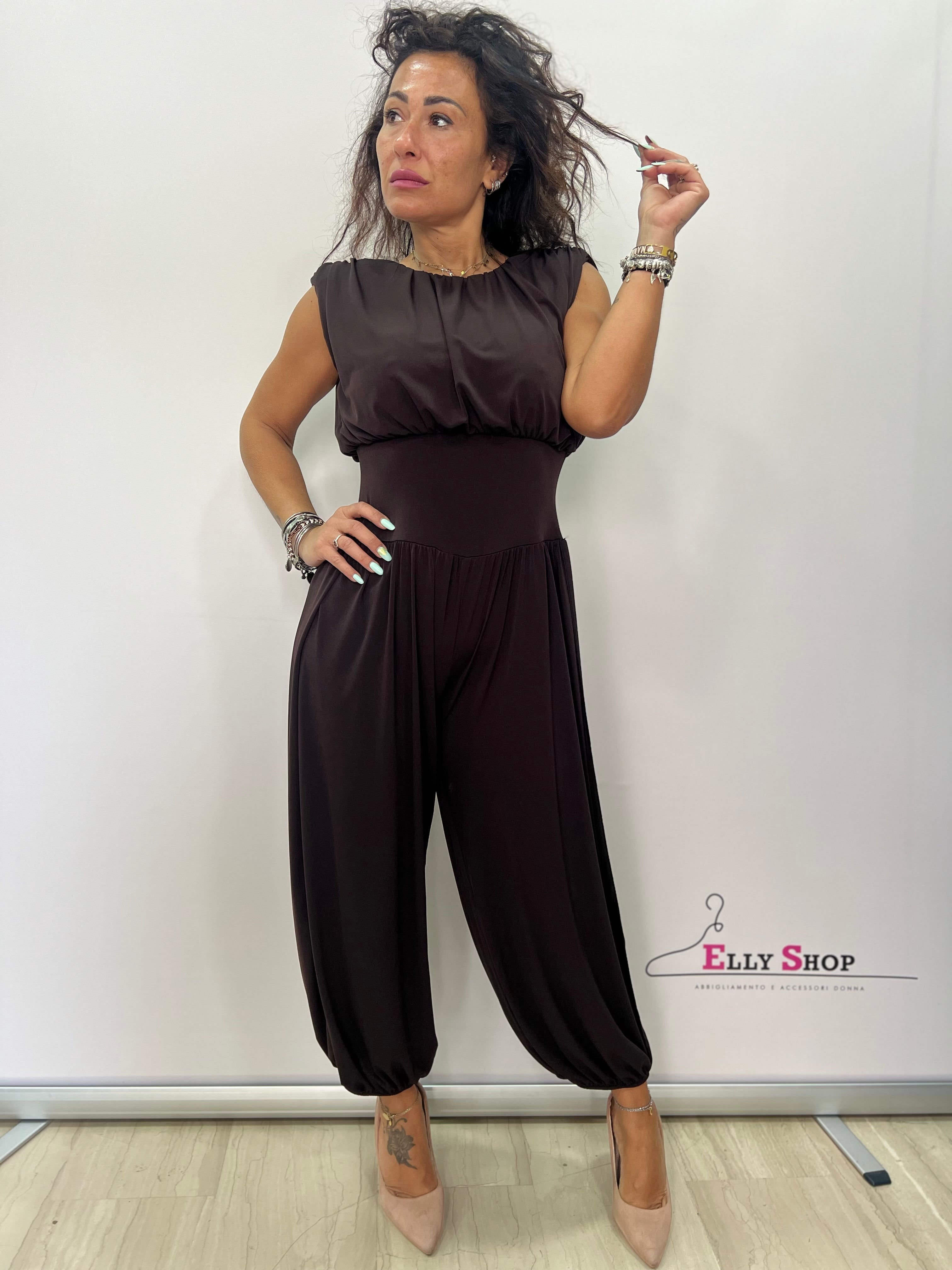 Tuta intera Jasmine donna elegante gamba ampia e spacco