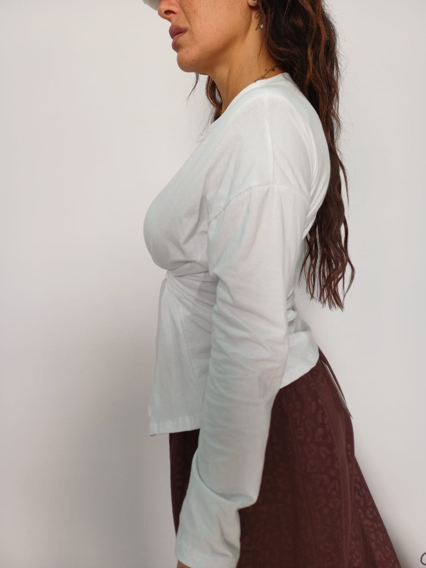 Blusa con arriccio in vita donna