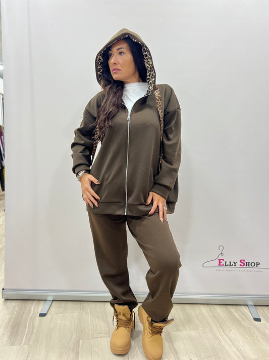 Completo curvy con cappuccio leo e brillantini