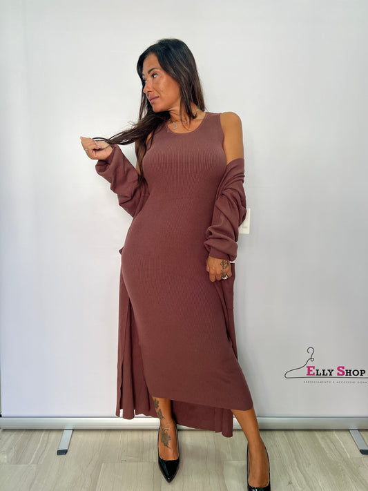 Vestito con Cardigan a Costine