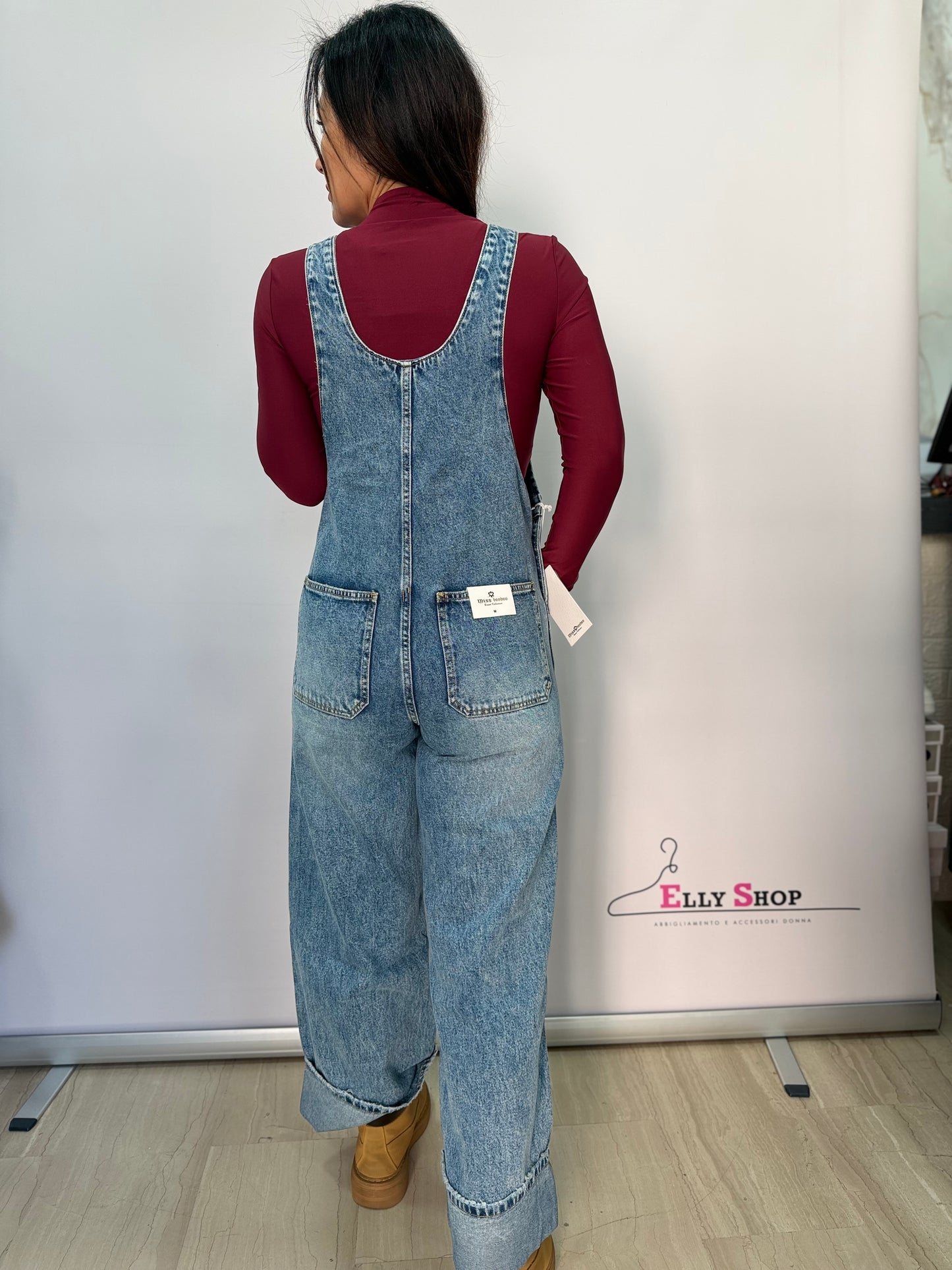 Salopette lunga donna in denim casual