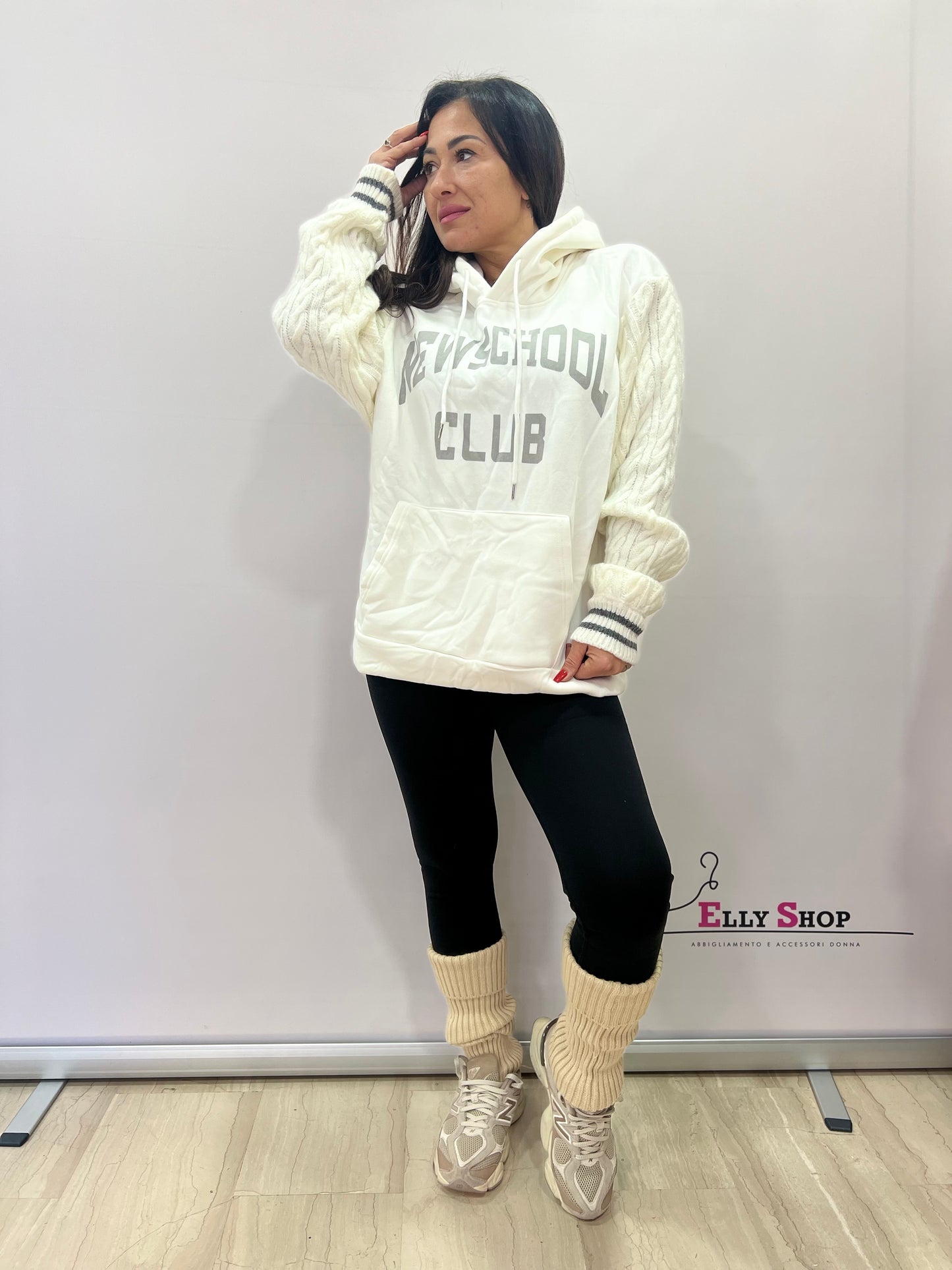 Felpa oversize donna con cappuccio e stampa