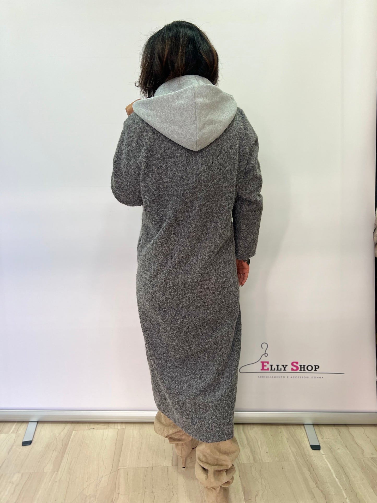 Cappotto lungo donna con cappuccio interno removibile