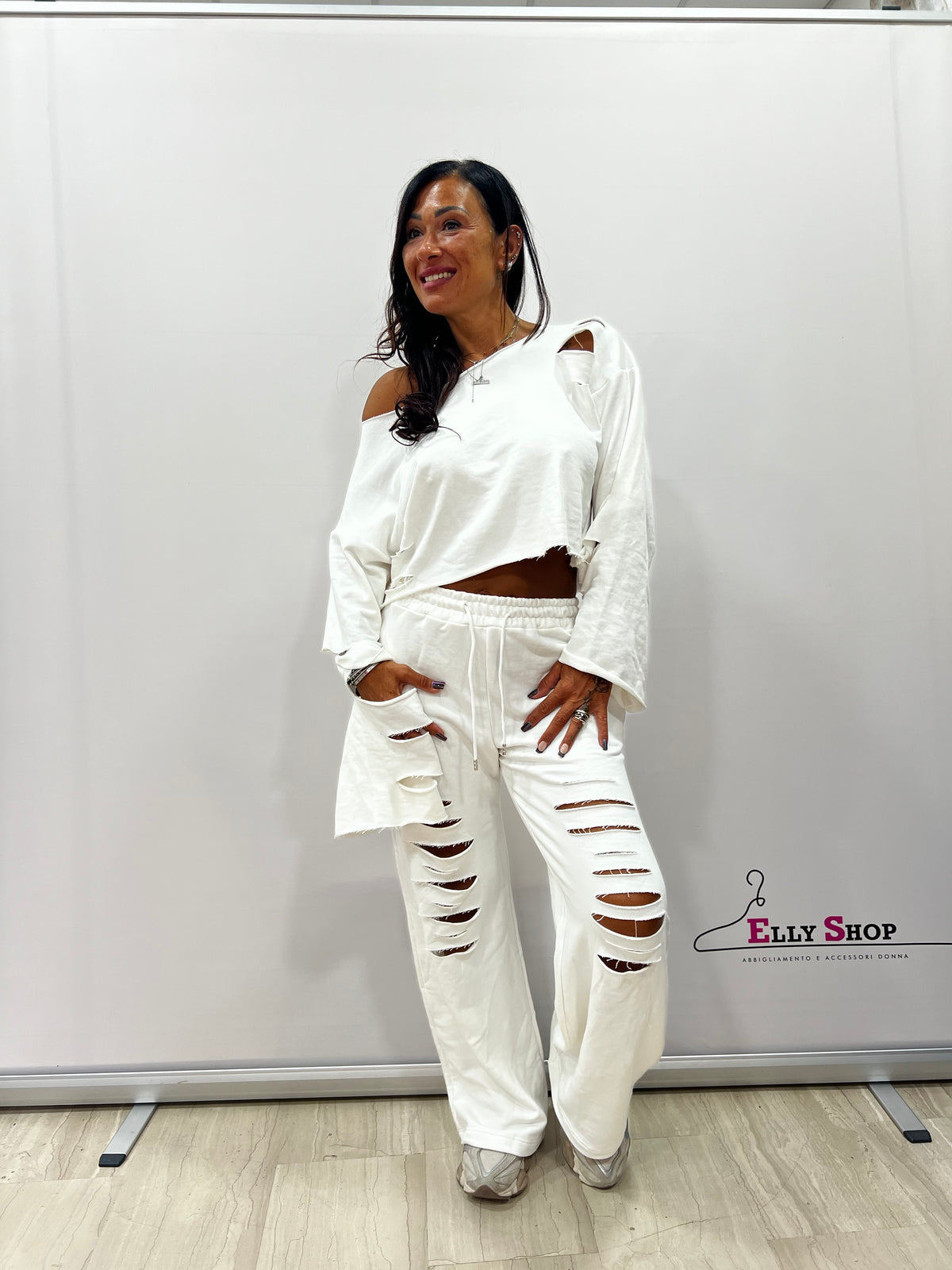 Completo Donna Destroyed Urban con Pantalone Palazzo