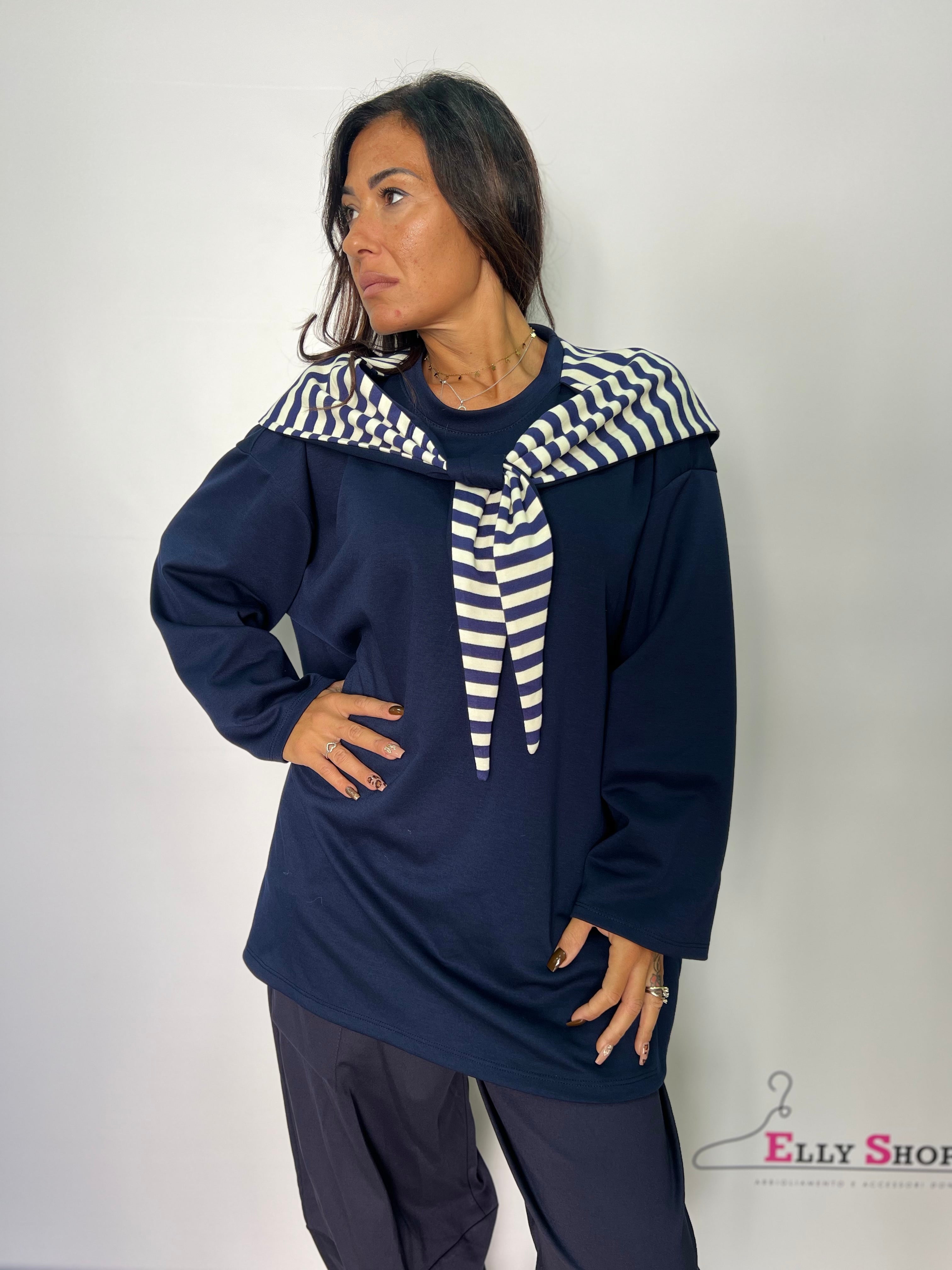 Felpa donna con cappuccio a righe