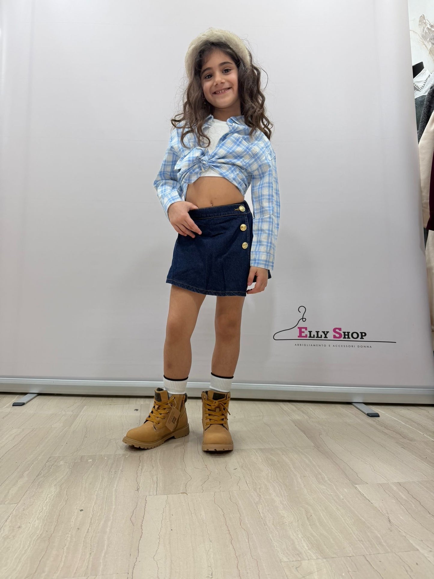 Pantagonna denim bambina con bottoni