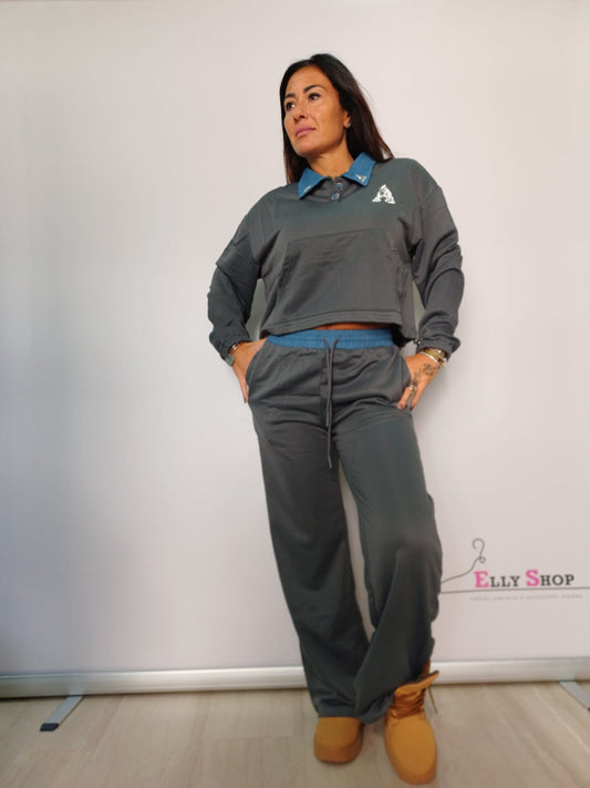 Completo donna casual con colletto a contrasto