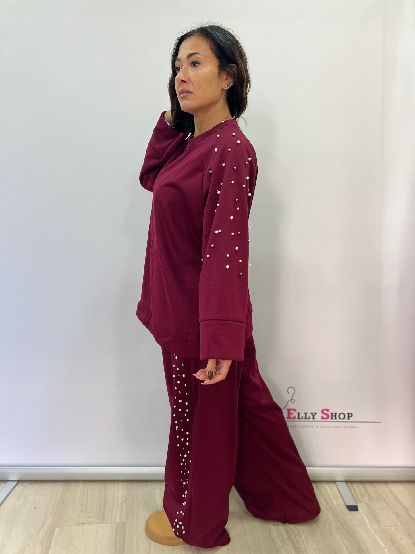 Completo curvy donna con perle decorative