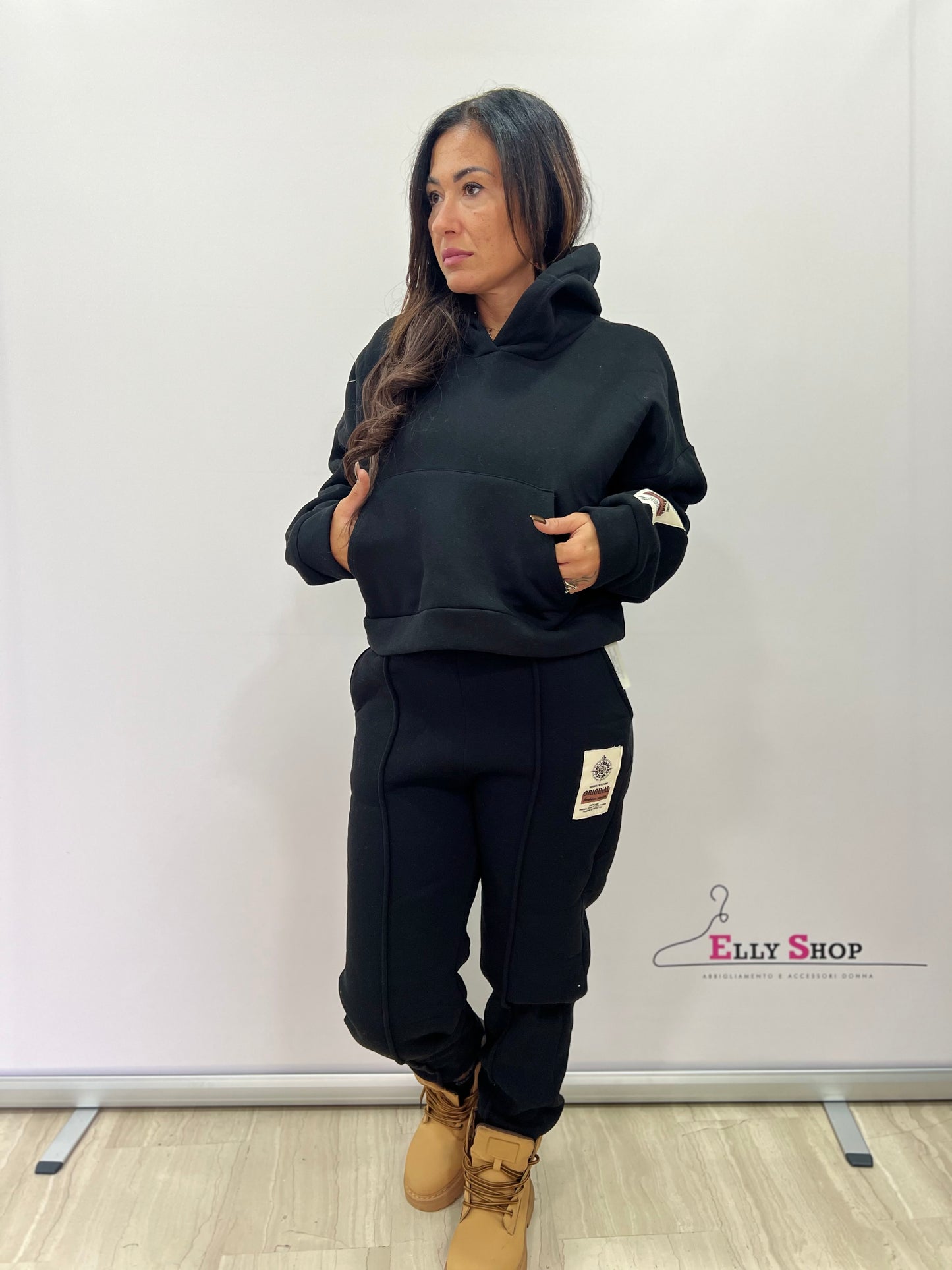 Completo felpato donna con cappuccio casual