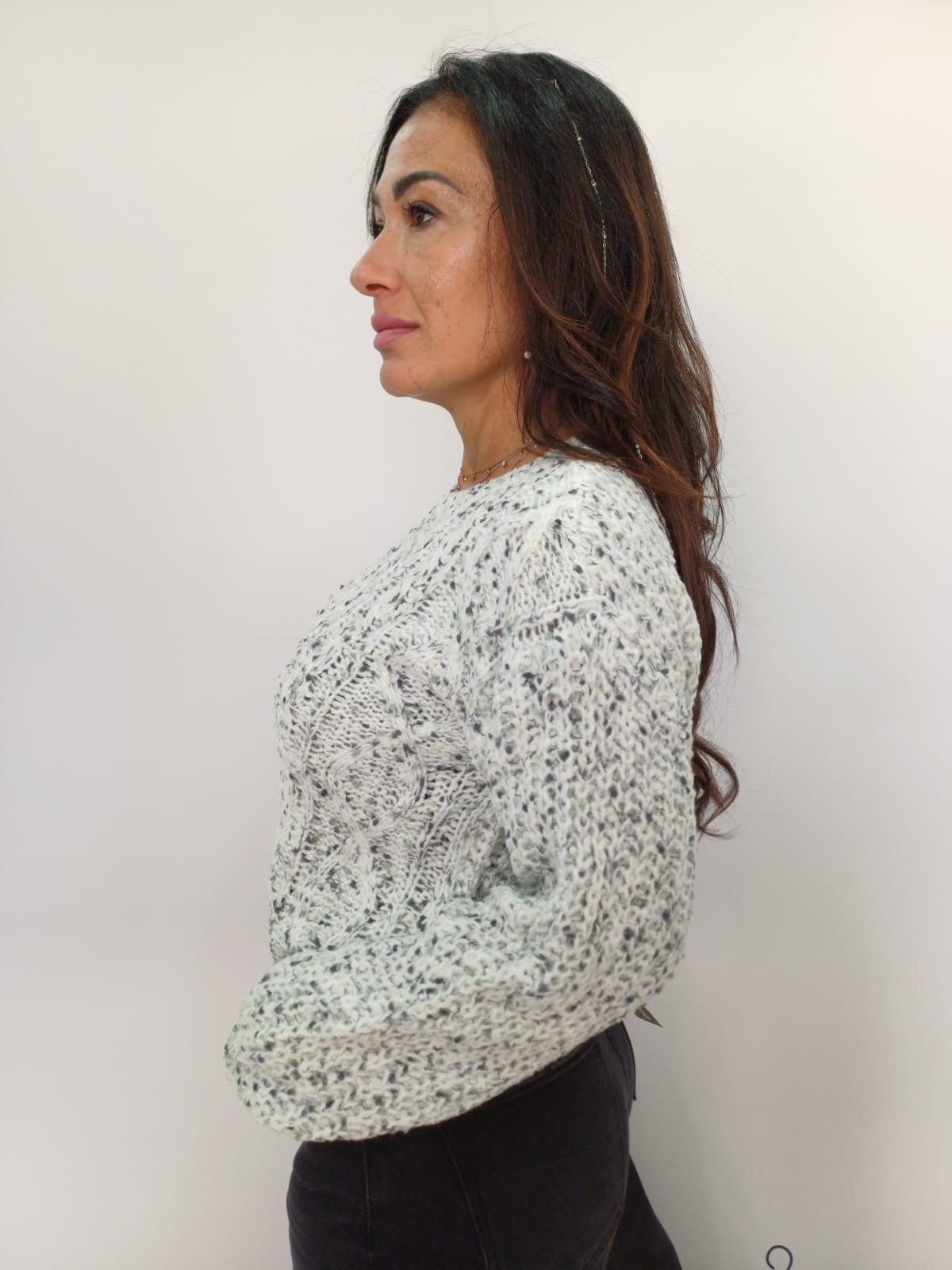 Maglione donna multicolor intrecciato