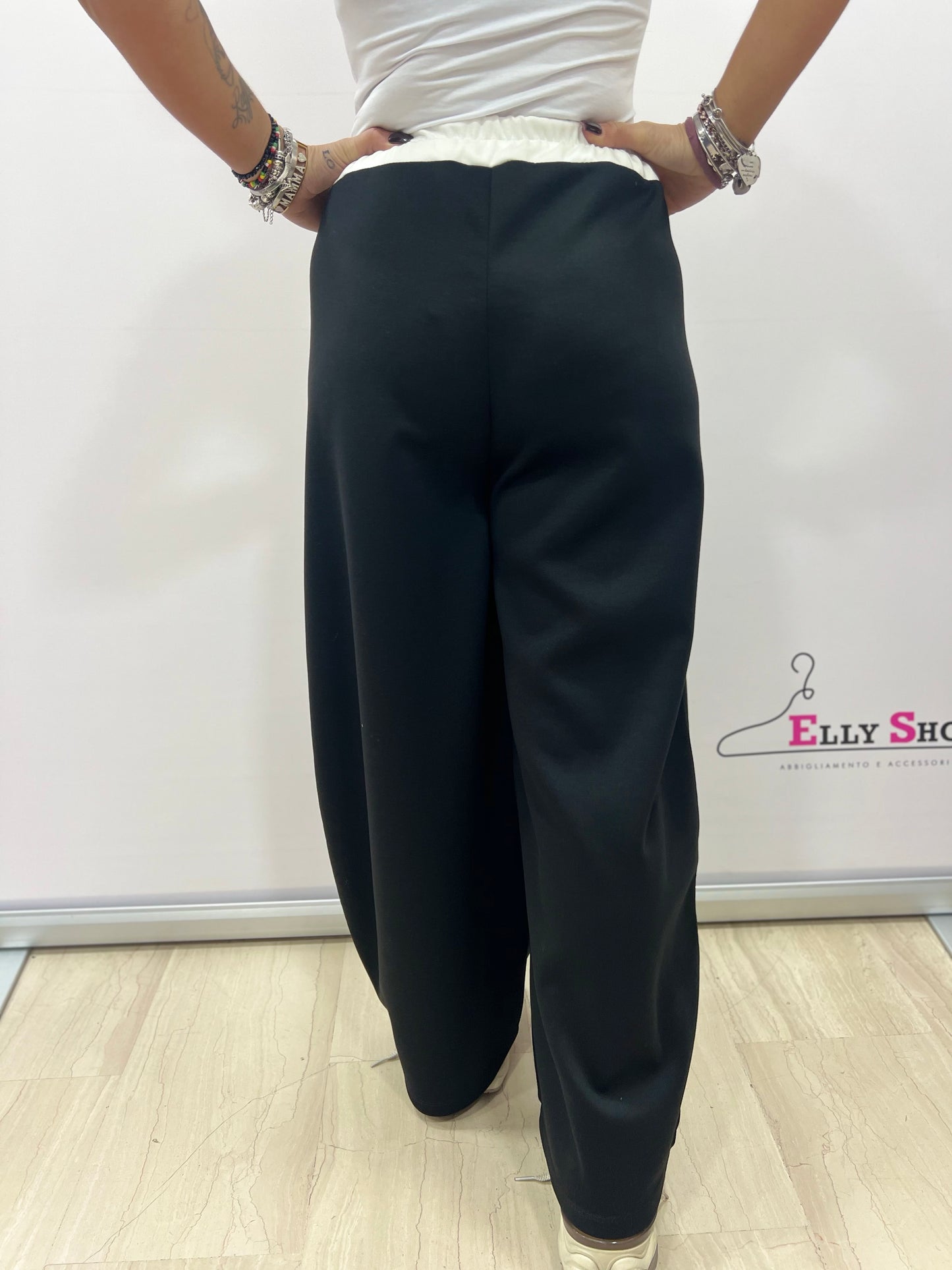 Pantaloni palazzo donna con bande laterali