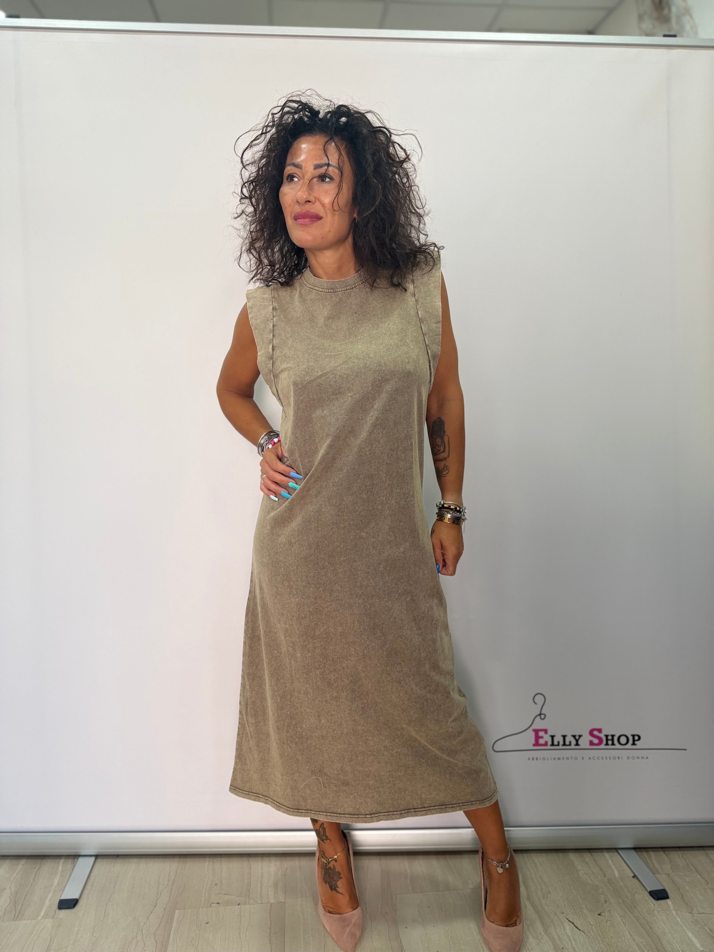 Abito Lungo Donna Spalline Strutturate