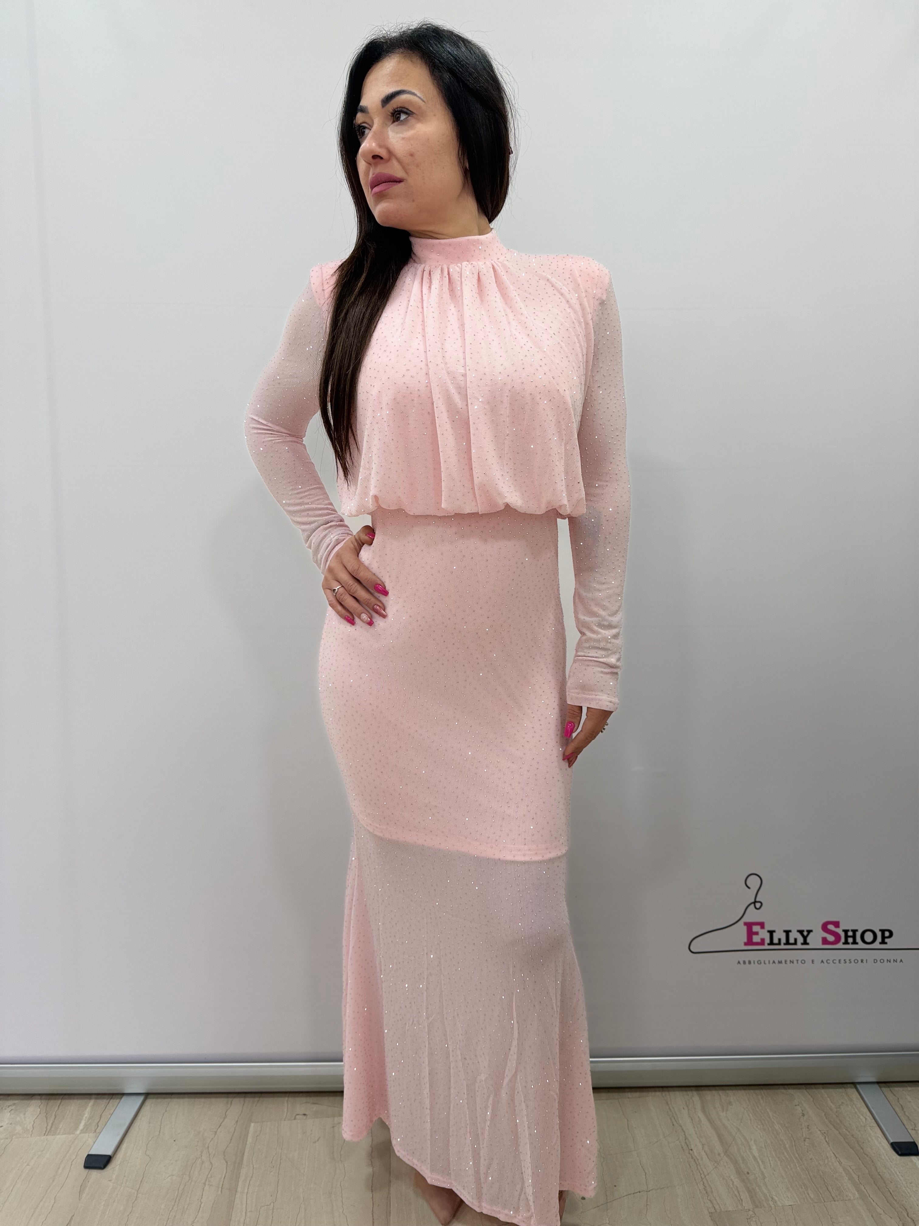 Abito lungo elegante glitter donna cerimonia