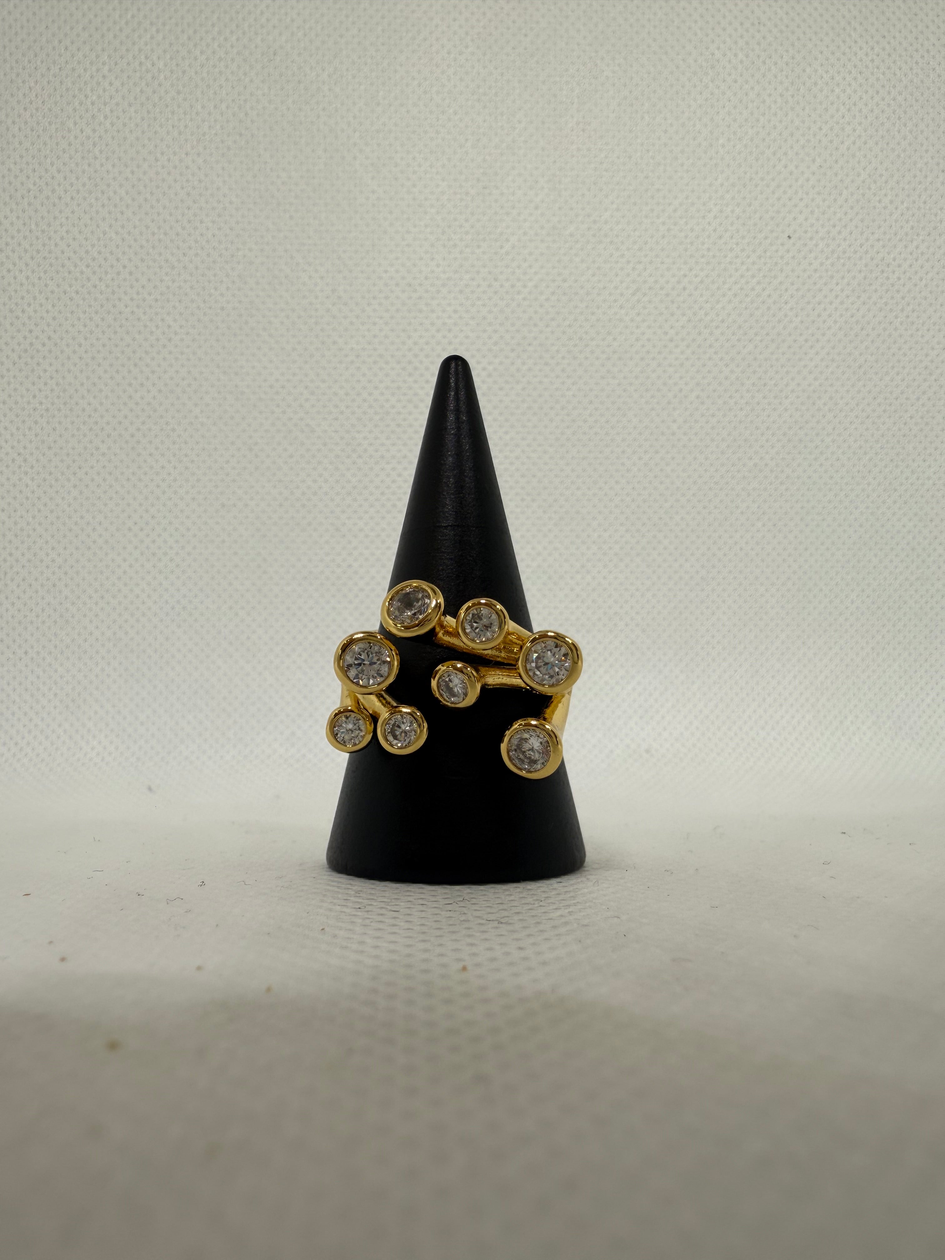 Anello flowers in acciaio e zirconi