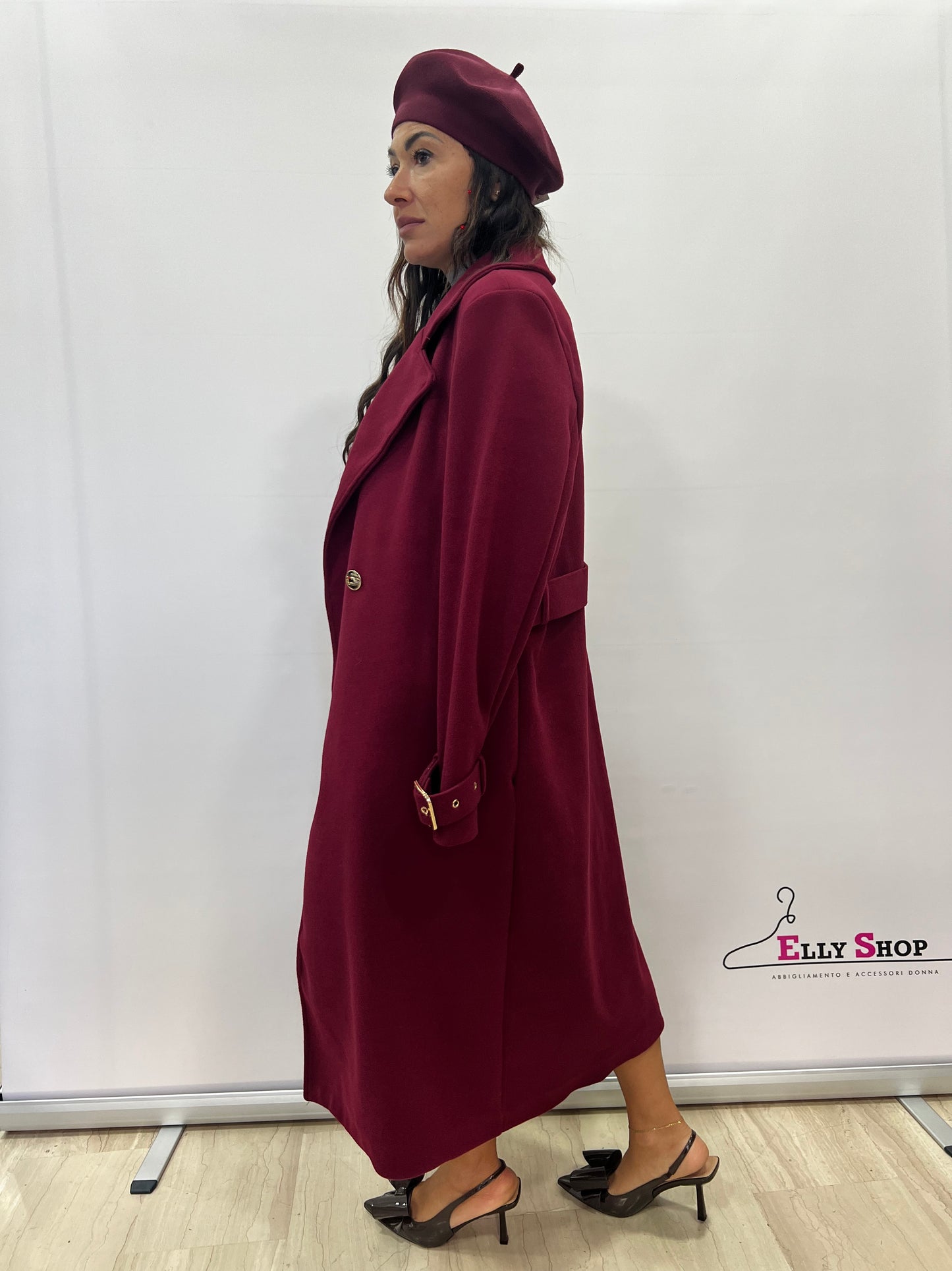 Cappotto lungo donna con cintura elegante