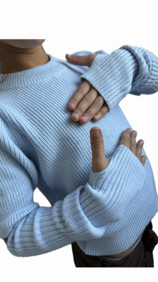 Maglia bambina azzurra maniche apribili