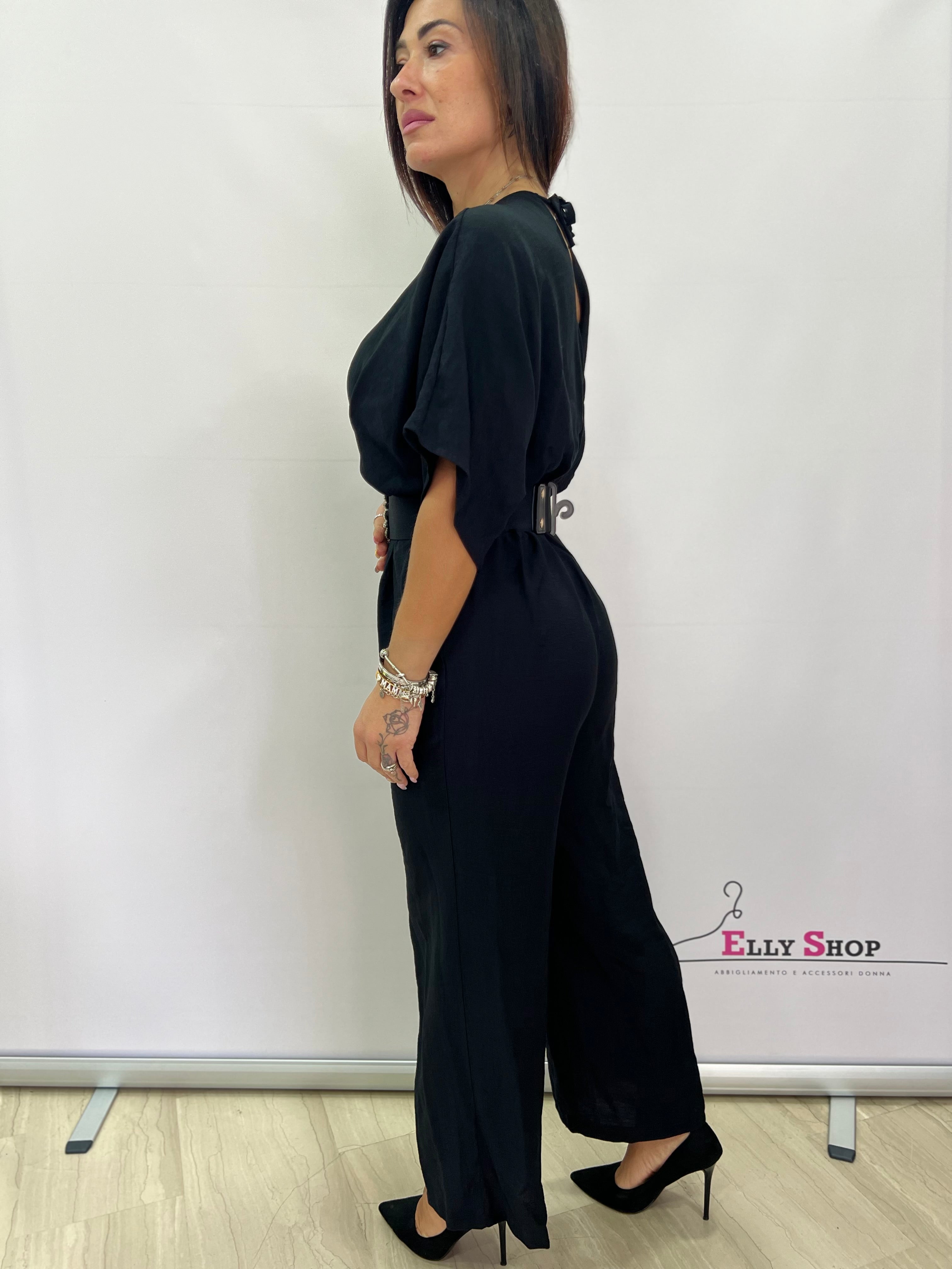 Tuta Intera Elegante Donna Scollo a V - Taglia Unica fino a L, Disponibile in Nero, Verde, Blu e Giallo