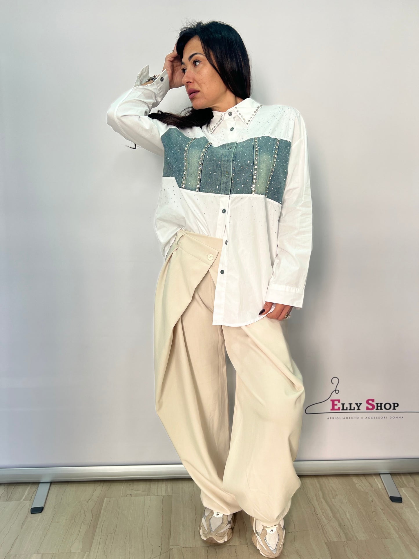 Camicia lunga donna con inserti decorativi